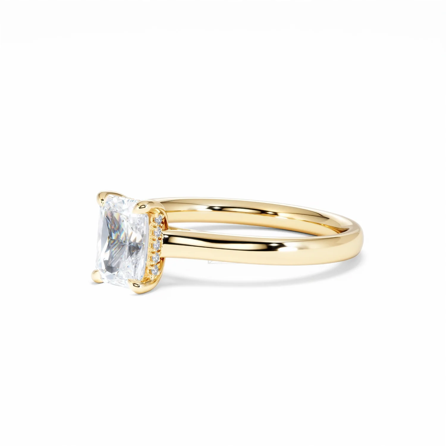 Amora Radiant 1.00ct Hidden Halo Lab Diamond Engagement Ring F/VS1 Set in 18K Gold - Image 80