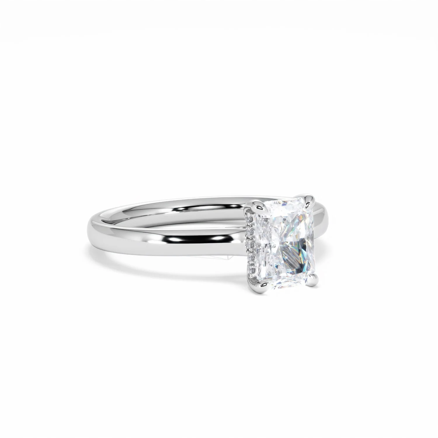 Amora Radiant 1.00ct Hidden Halo Lab Diamond Engagement Ring F/VS1 Set in 18K White Gold - Image 16