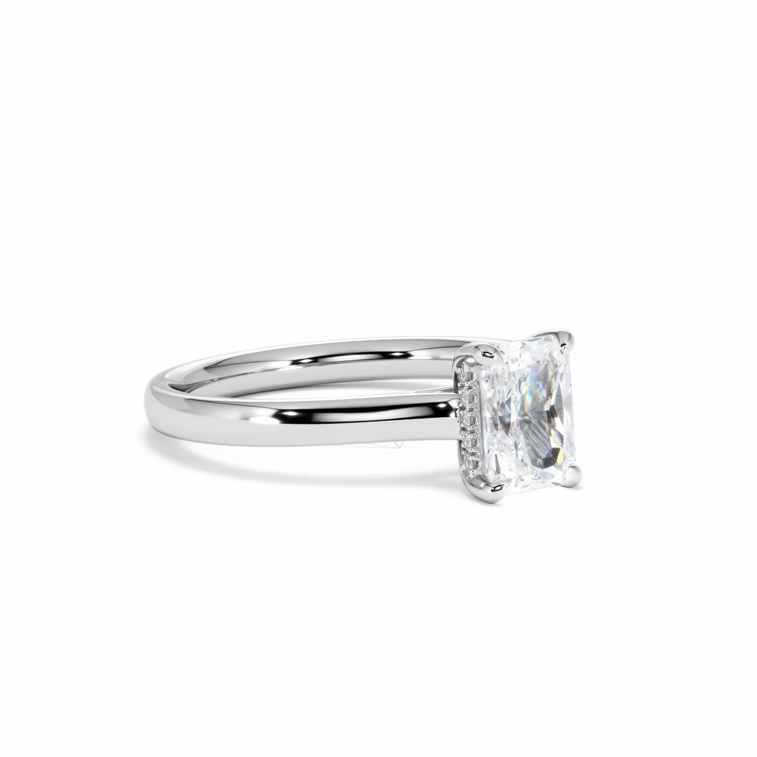Amora Radiant 1.00ct Hidden Halo Lab Diamond Engagement Ring F/VS1 Set in 18K White Gold - Image 18