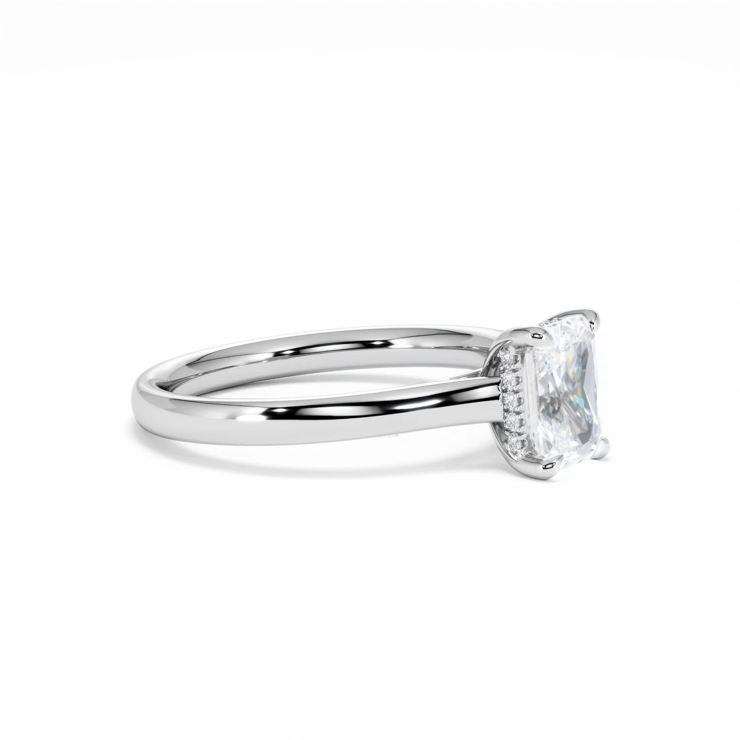 Amora Radiant 1.00ct Hidden Halo Lab Diamond Engagement Ring F/VS1 Set in 18K White Gold - Image 22