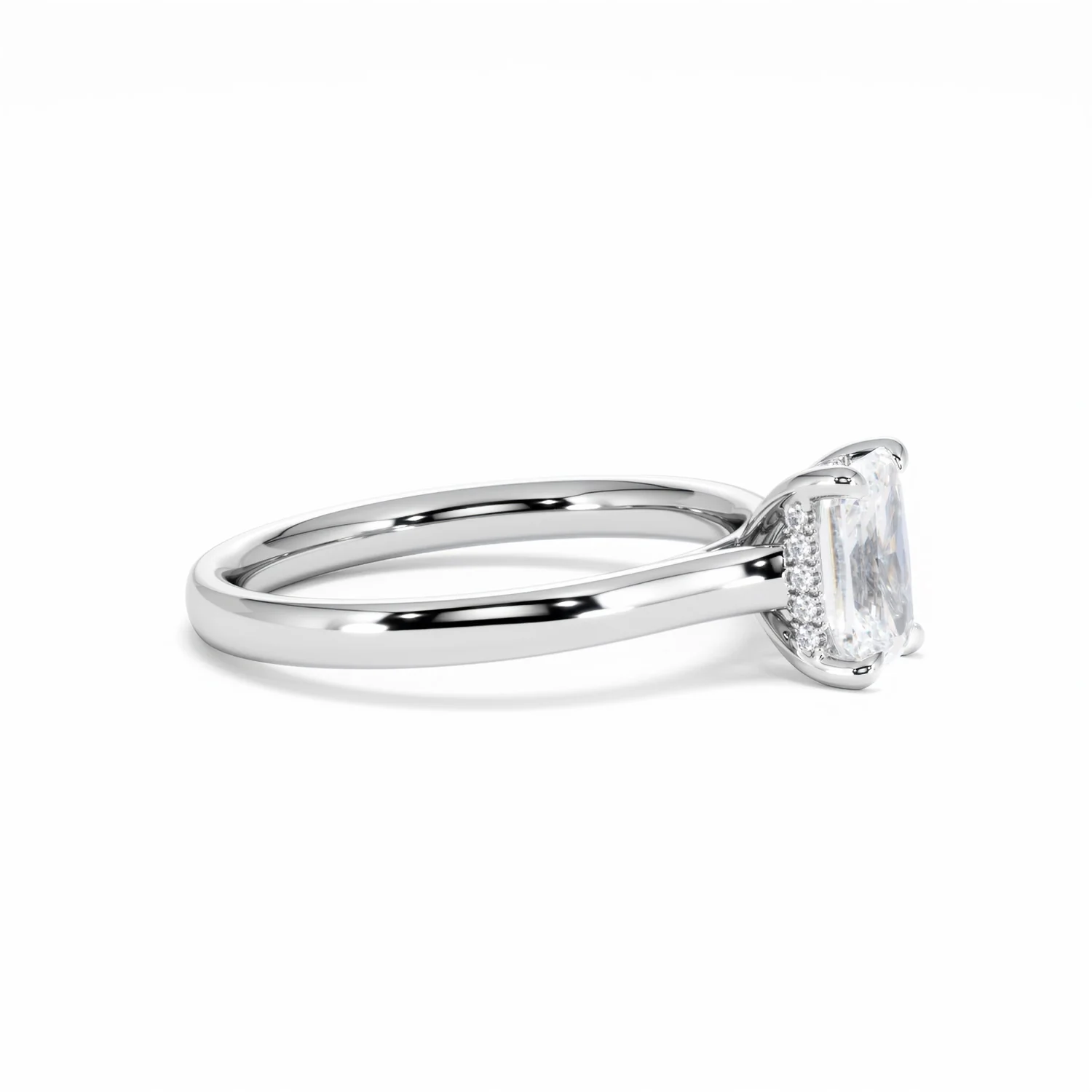 Amora Radiant 1.00ct Hidden Halo Lab Diamond Engagement Ring F/VS1 Set in 18K White Gold - Image 25