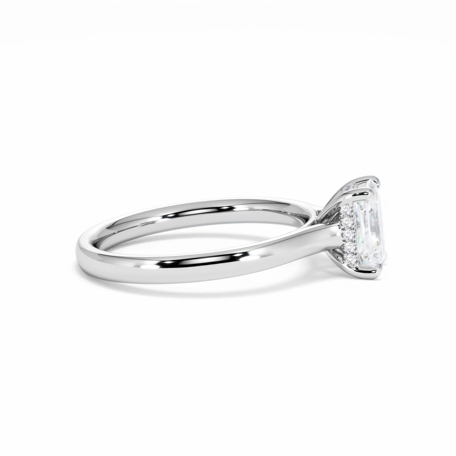 Amora Radiant 1.00ct Hidden Halo Lab Diamond Engagement Ring F/VS1 Set in 18K White Gold - Image 28