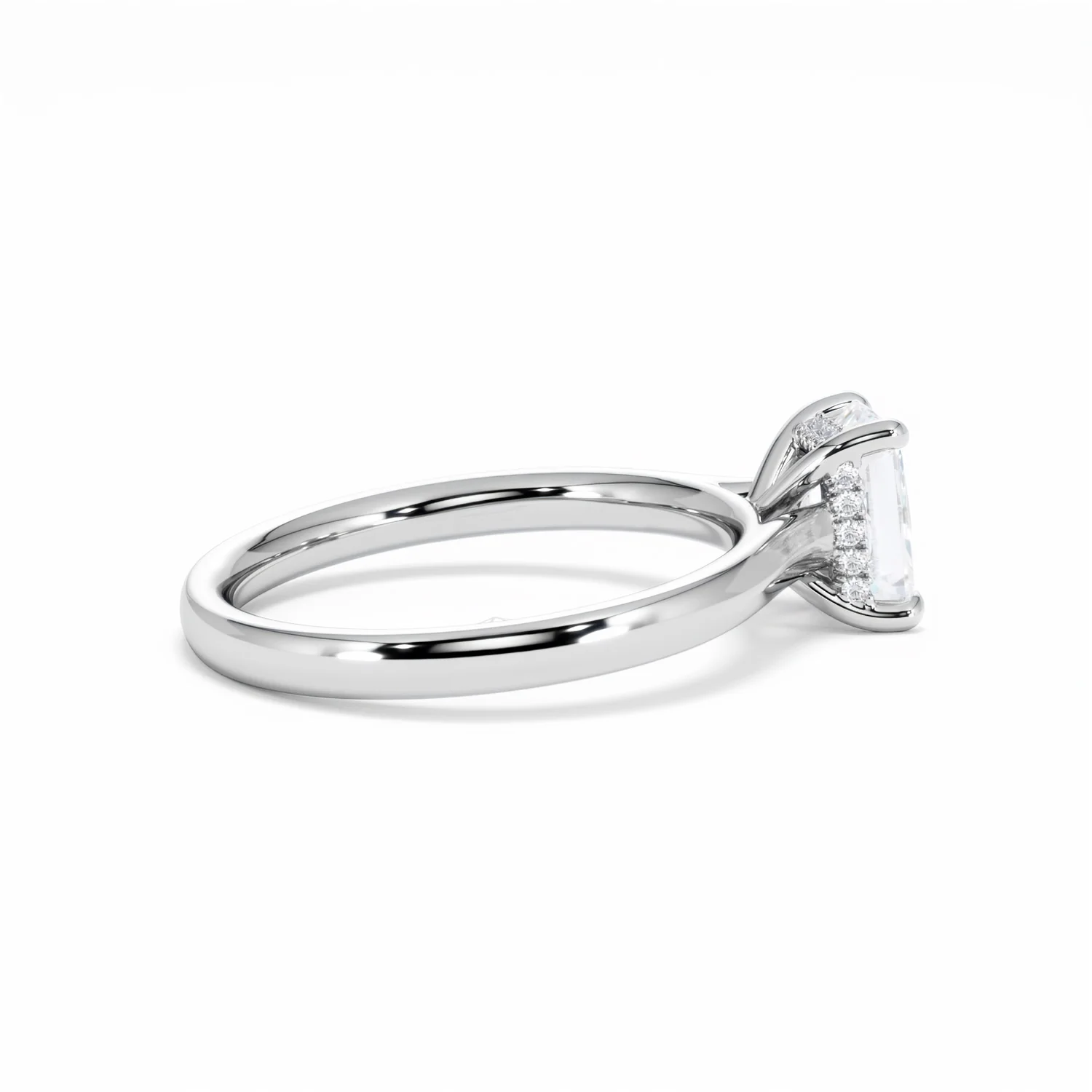 Amora Radiant 1.00ct Hidden Halo Lab Diamond Engagement Ring F/VS1 Set in 18K White Gold - Image 33