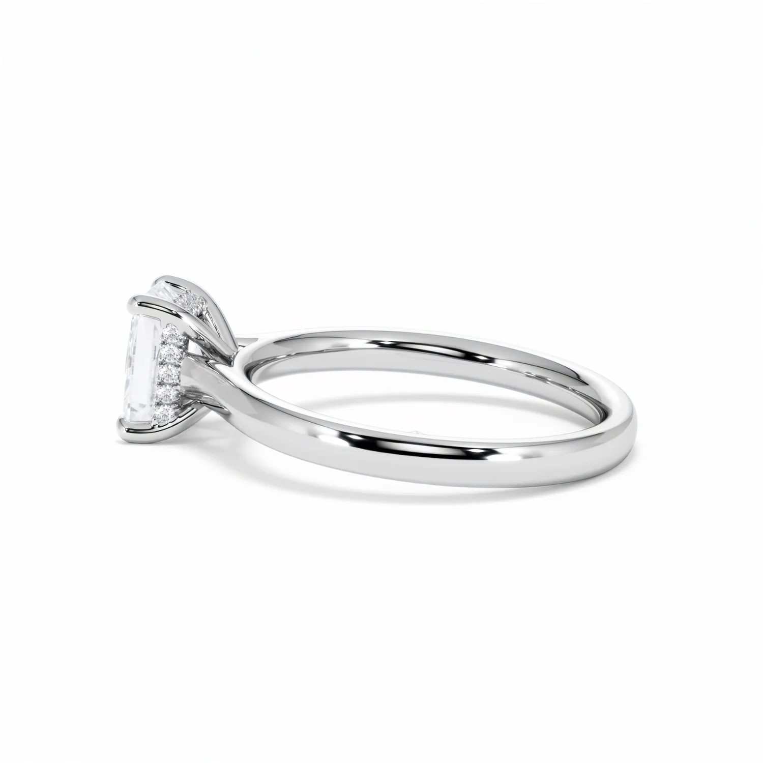 Amora Radiant 1.00ct Hidden Halo Lab Diamond Engagement Ring F/VS1 Set in 18K White Gold - Image 67