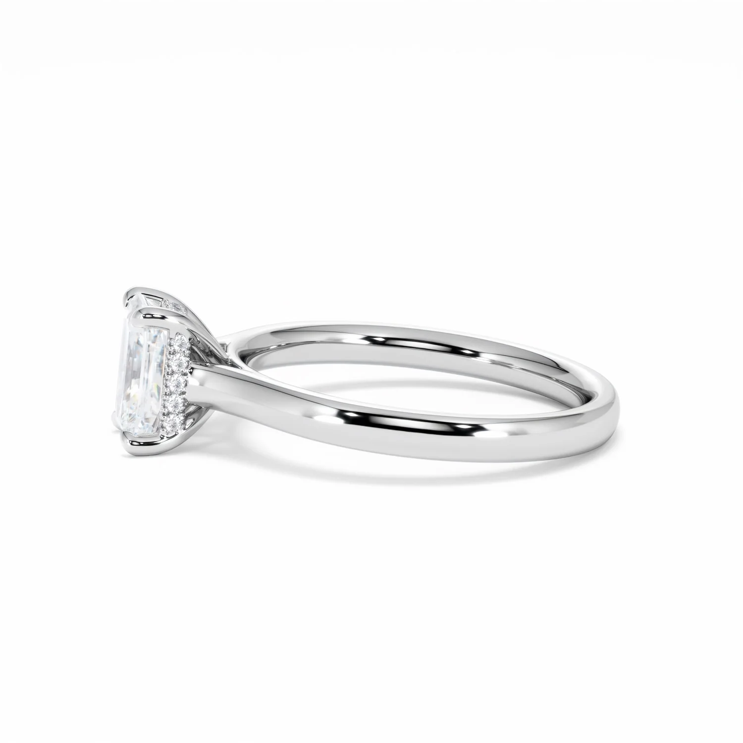 Amora Radiant 1.00ct Hidden Halo Lab Diamond Engagement Ring F/VS1 Set in 18K White Gold - Image 72
