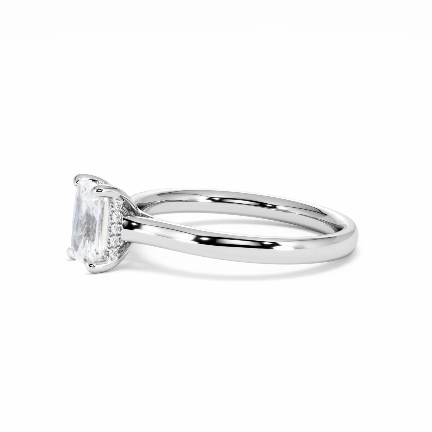 Amora Radiant 1.00ct Hidden Halo Lab Diamond Engagement Ring F/VS1 Set in 18K White Gold - Image 75