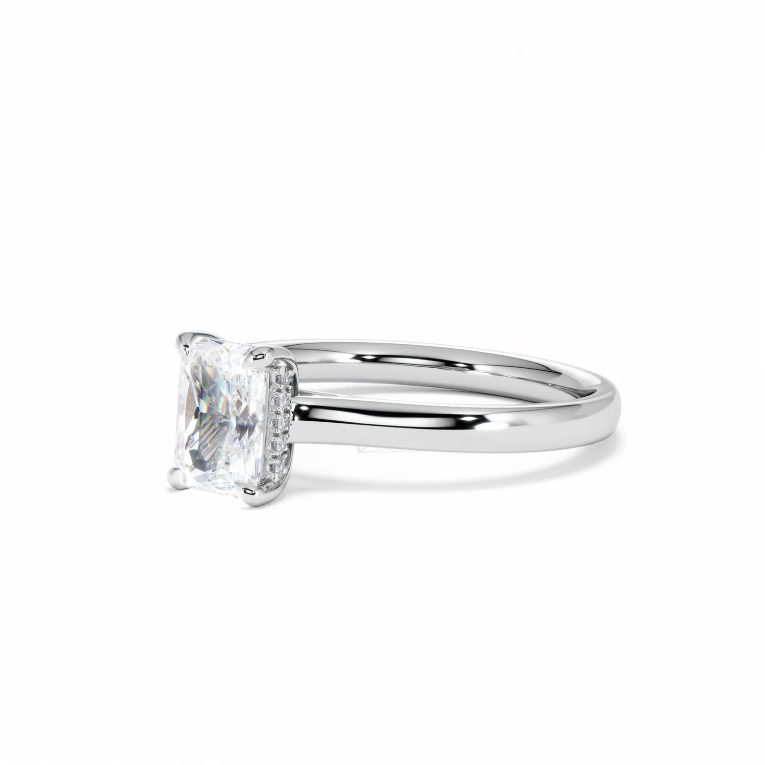 Amora Radiant 1.00ct Hidden Halo Lab Diamond Engagement Ring F/VS1 Set in 18K White Gold - Image 81