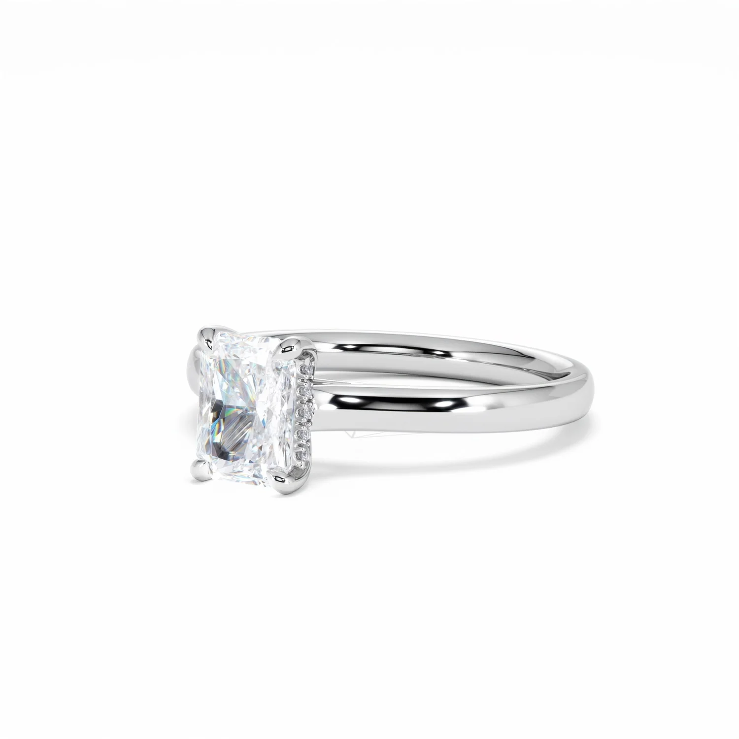 Amora Radiant 1.00ct Hidden Halo Lab Diamond Engagement Ring F/VS1 Set in 18K White Gold - Image 83