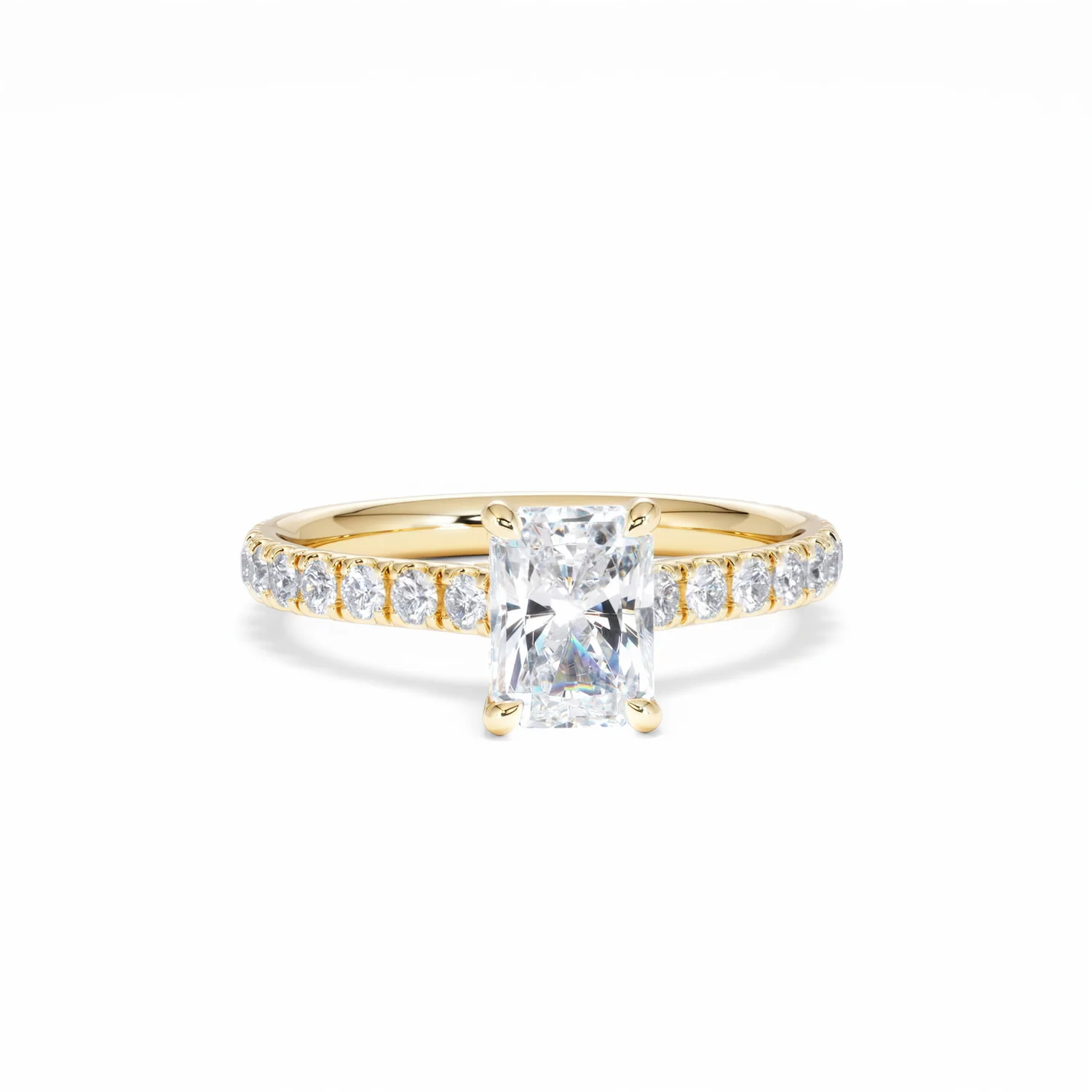 Amora Radiant 1.00ct Hidden Halo Lab Diamond Engagement Ring With Side Stones Set in 18K Gold - Image 11