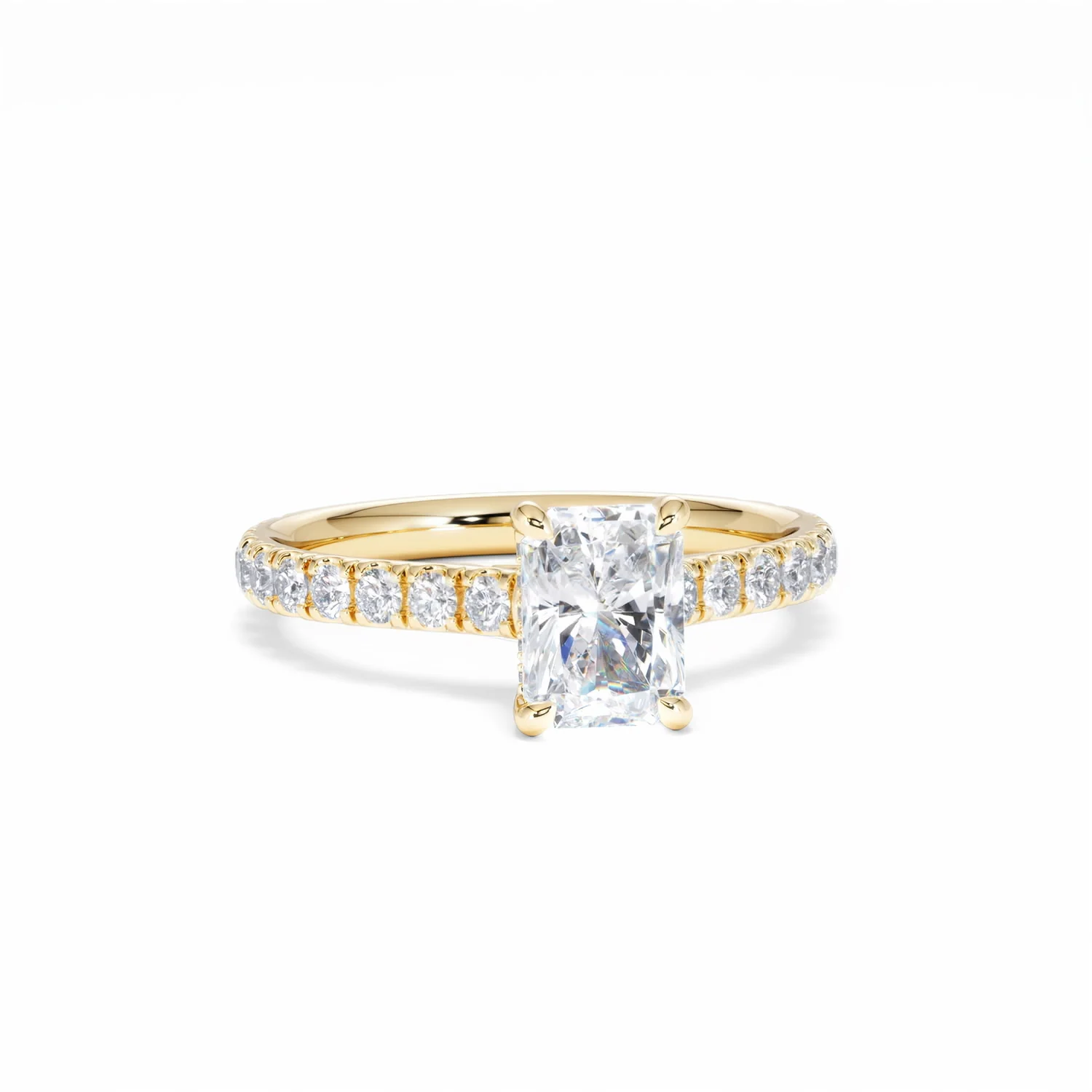Amora Radiant 1.00ct Hidden Halo Lab Diamond Engagement Ring With Side Stones Set in 18K Gold - Image 12