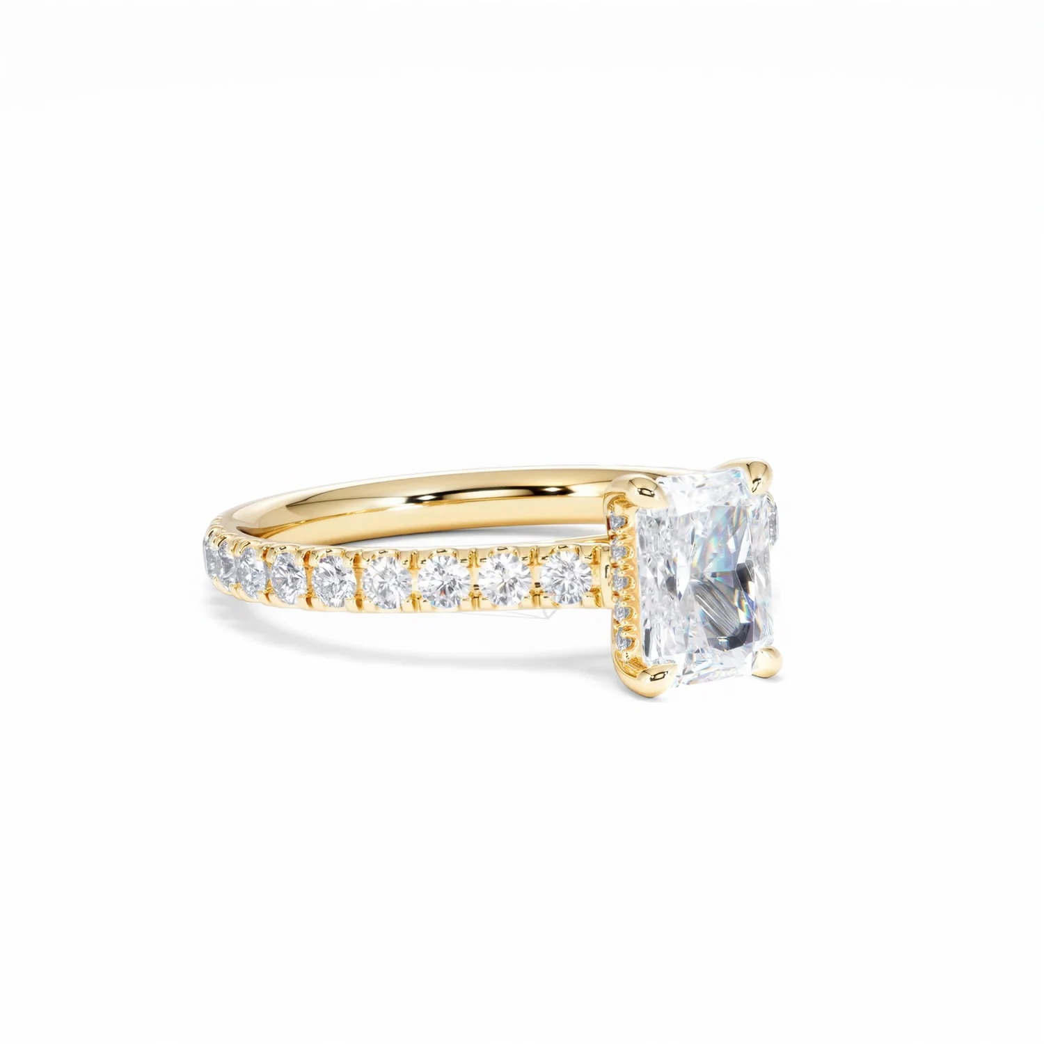 Amora Radiant 1.00ct Hidden Halo Lab Diamond Engagement Ring With Side Stones Set in 18K Gold - Image 17