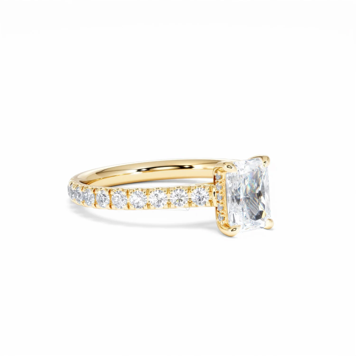 Amora Radiant 1.00ct Hidden Halo Lab Diamond Engagement Ring With Side Stones Set in 18K Gold - Image 18