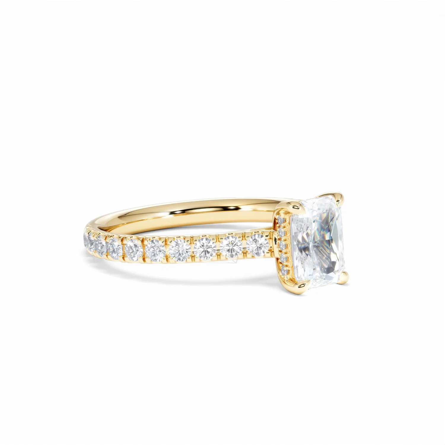 Amora Radiant 1.00ct Hidden Halo Lab Diamond Engagement Ring With Side Stones Set in 18K Gold - Image 19