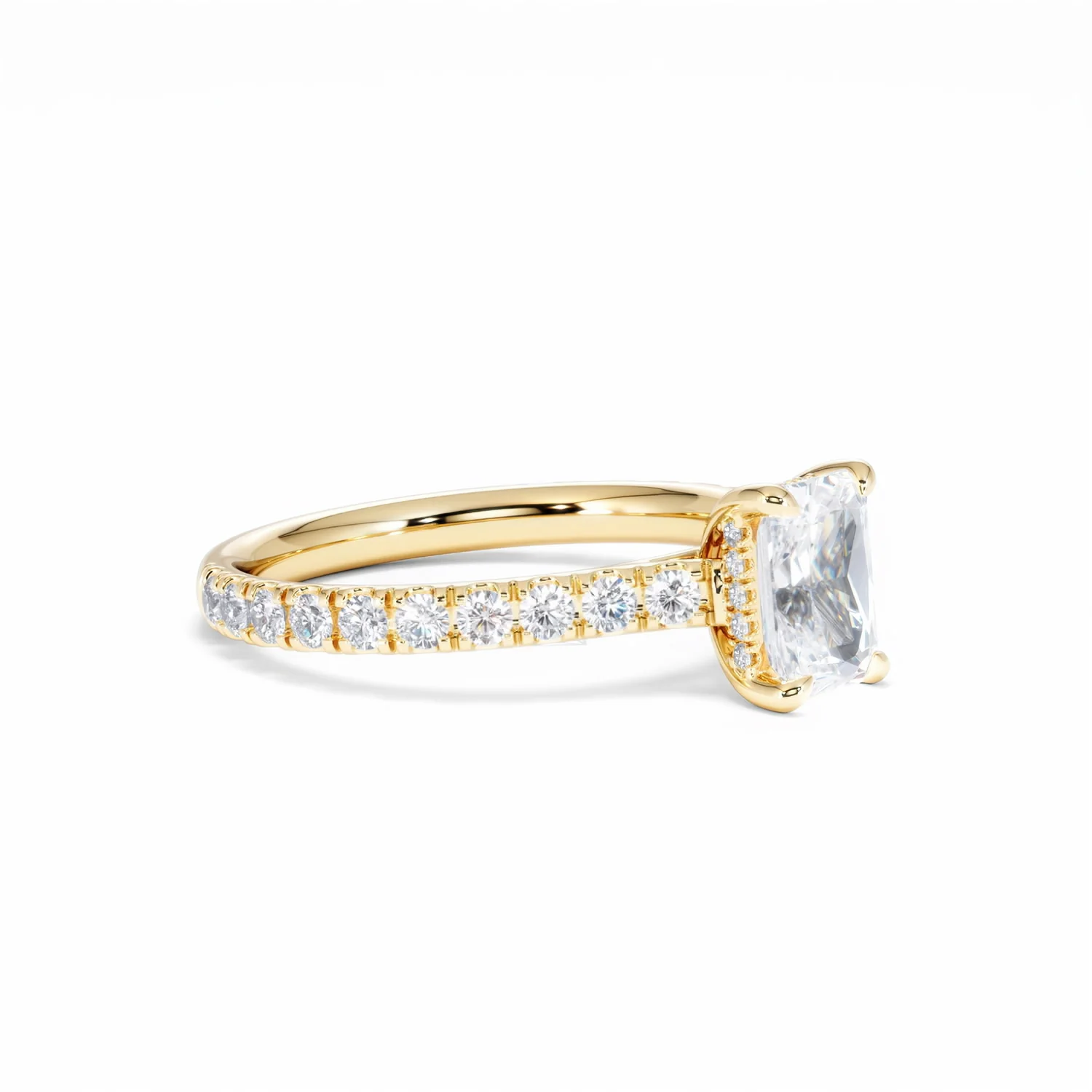 Amora Radiant 1.00ct Hidden Halo Lab Diamond Engagement Ring With Side Stones Set in 18K Gold - Image 21