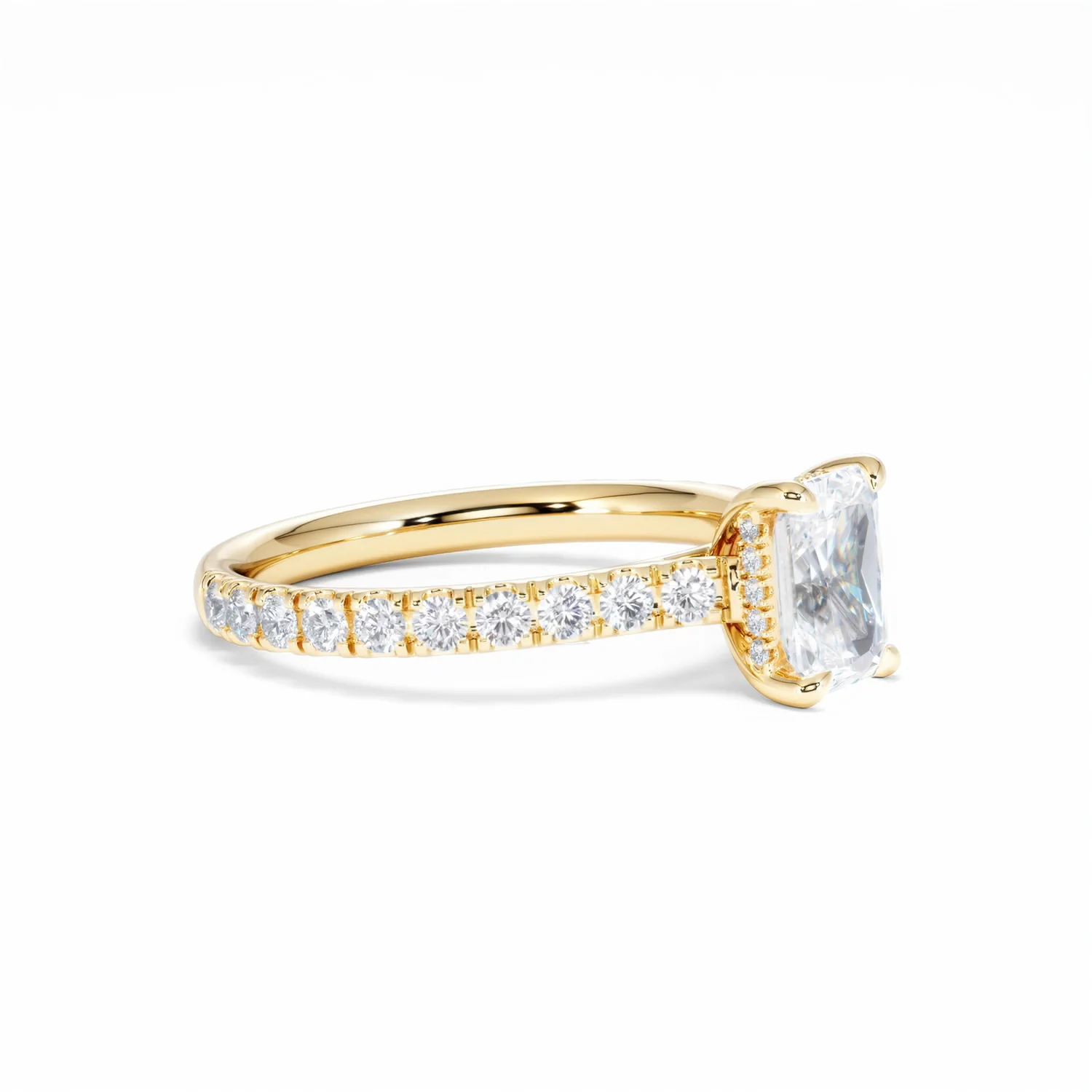 Amora Radiant 1.00ct Hidden Halo Lab Diamond Engagement Ring With Side Stones Set in 18K Gold - Image 22