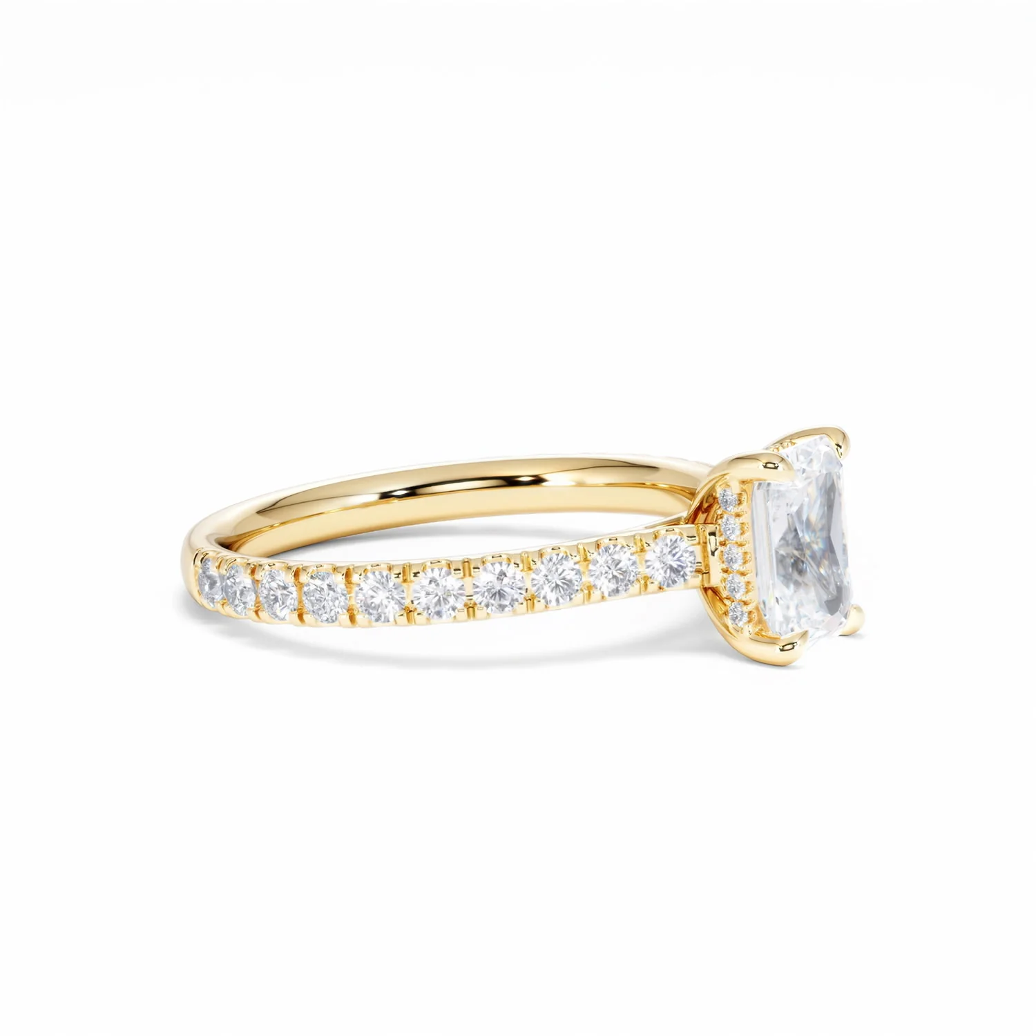 Amora Radiant 1.00ct Hidden Halo Lab Diamond Engagement Ring With Side Stones Set in 18K Gold - Image 23