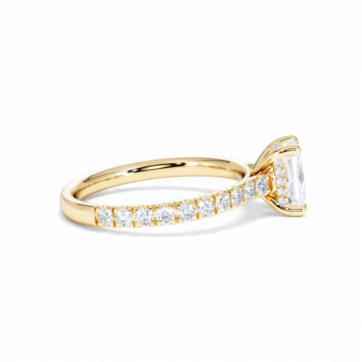 Amora Radiant 1.00ct Hidden Halo Lab Diamond Engagement Ring With Side Stones Set in 18K Gold - Image 30