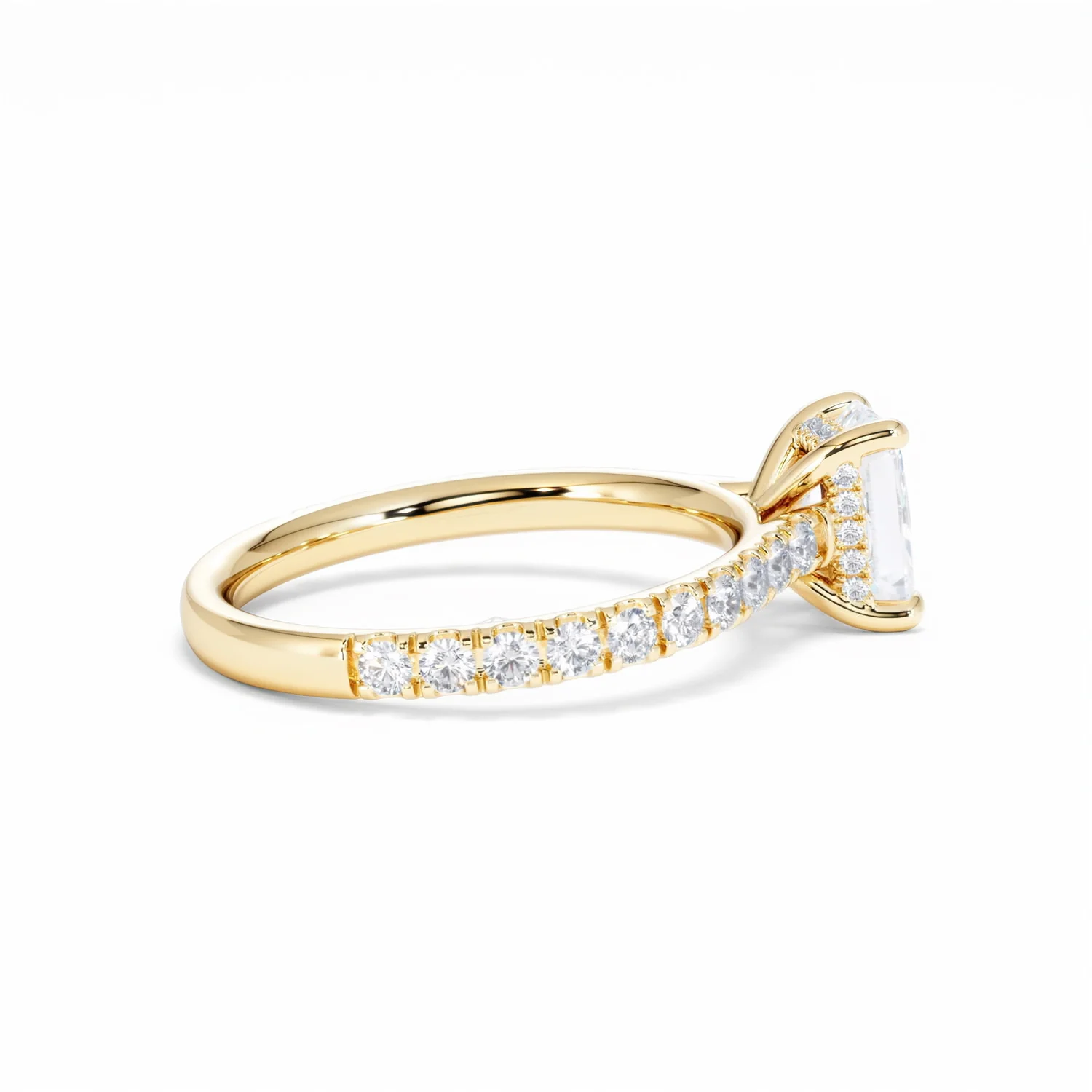 Amora Radiant 1.00ct Hidden Halo Lab Diamond Engagement Ring With Side Stones Set in 18K Gold - Image 33