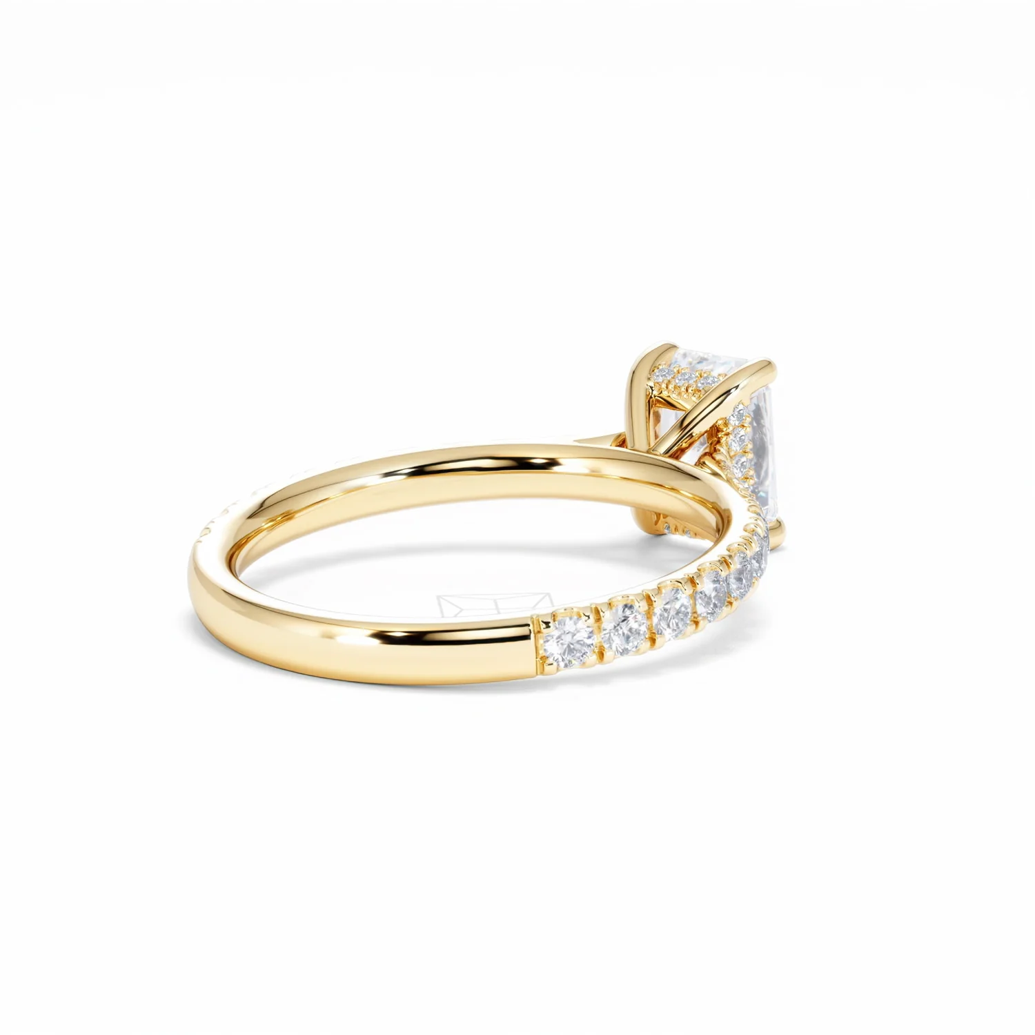 Amora Radiant 1.00ct Hidden Halo Lab Diamond Engagement Ring With Side Stones Set in 18K Gold - Image 41