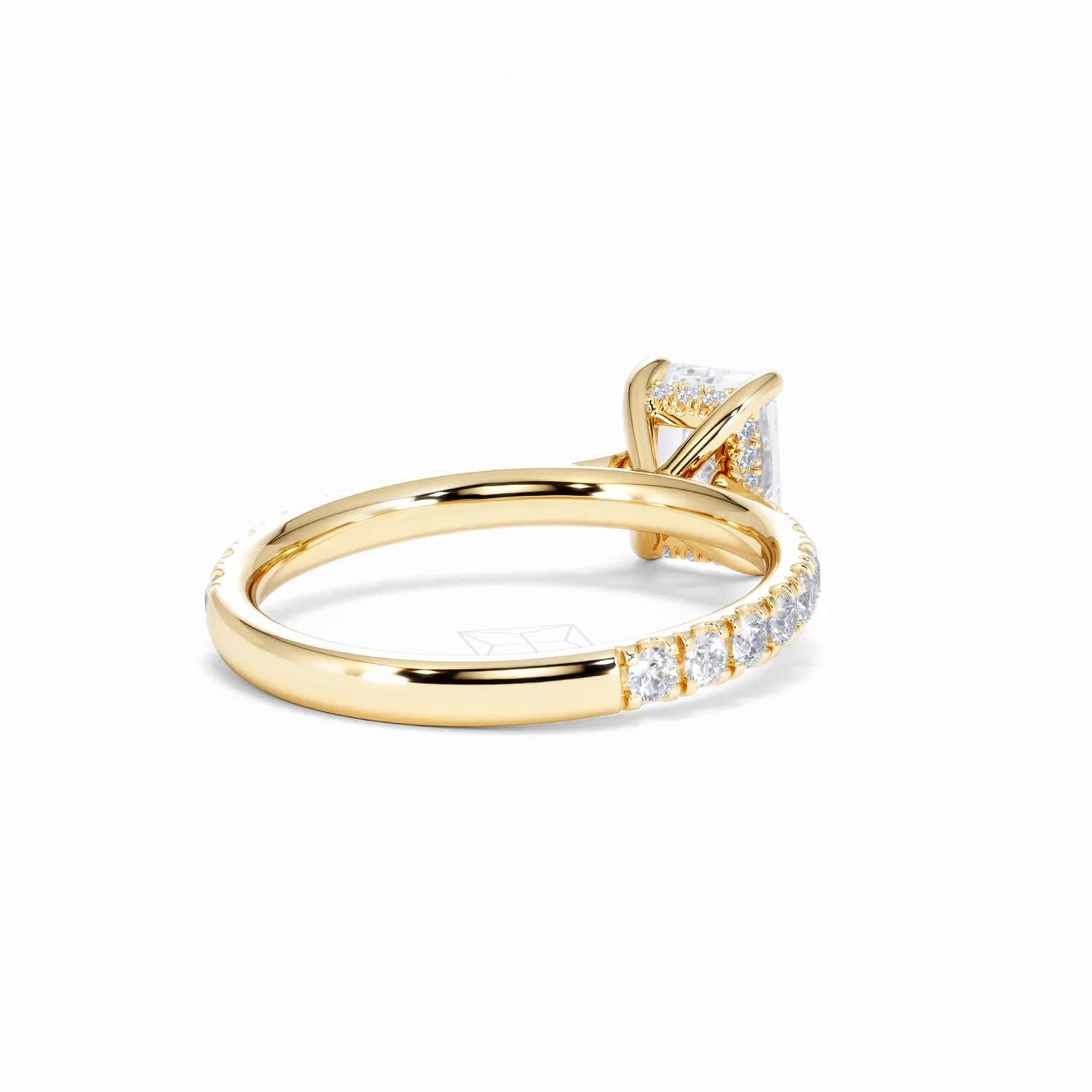Amora Radiant 1.00ct Hidden Halo Lab Diamond Engagement Ring With Side Stones Set in 18K Gold - Image 43