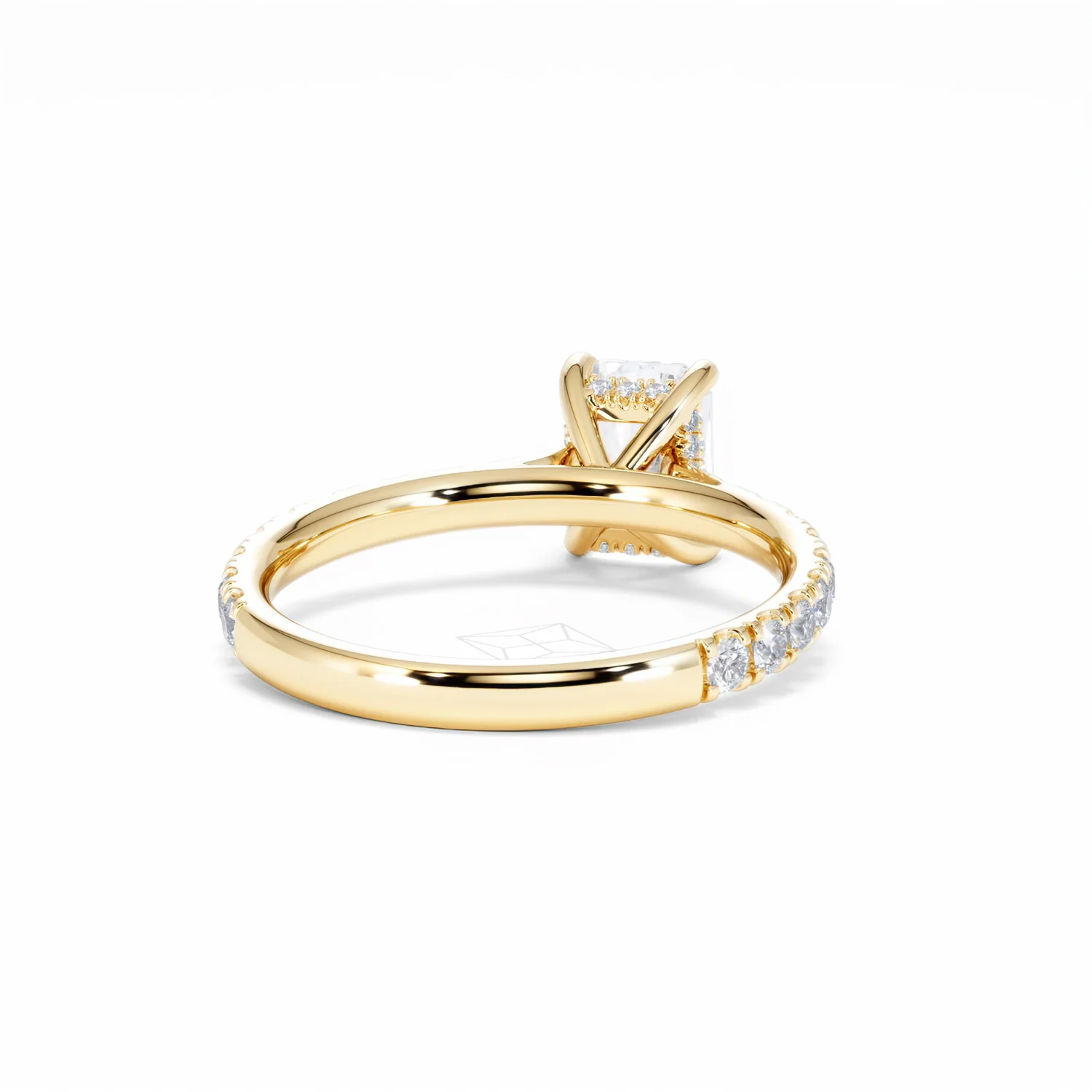 Amora Radiant 1.00ct Hidden Halo Lab Diamond Engagement Ring With Side Stones Set in 18K Gold - Image 46