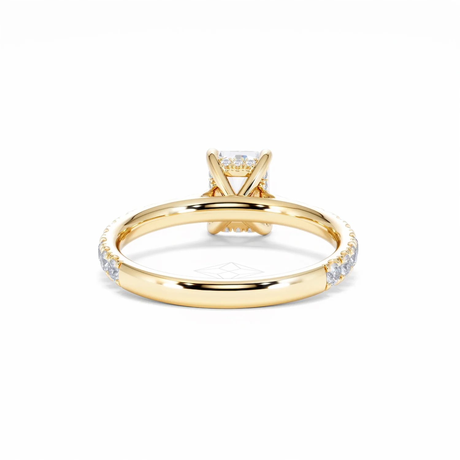 Amora Radiant 1.00ct Hidden Halo Lab Diamond Engagement Ring With Side Stones Set in 18K Gold - Image 49