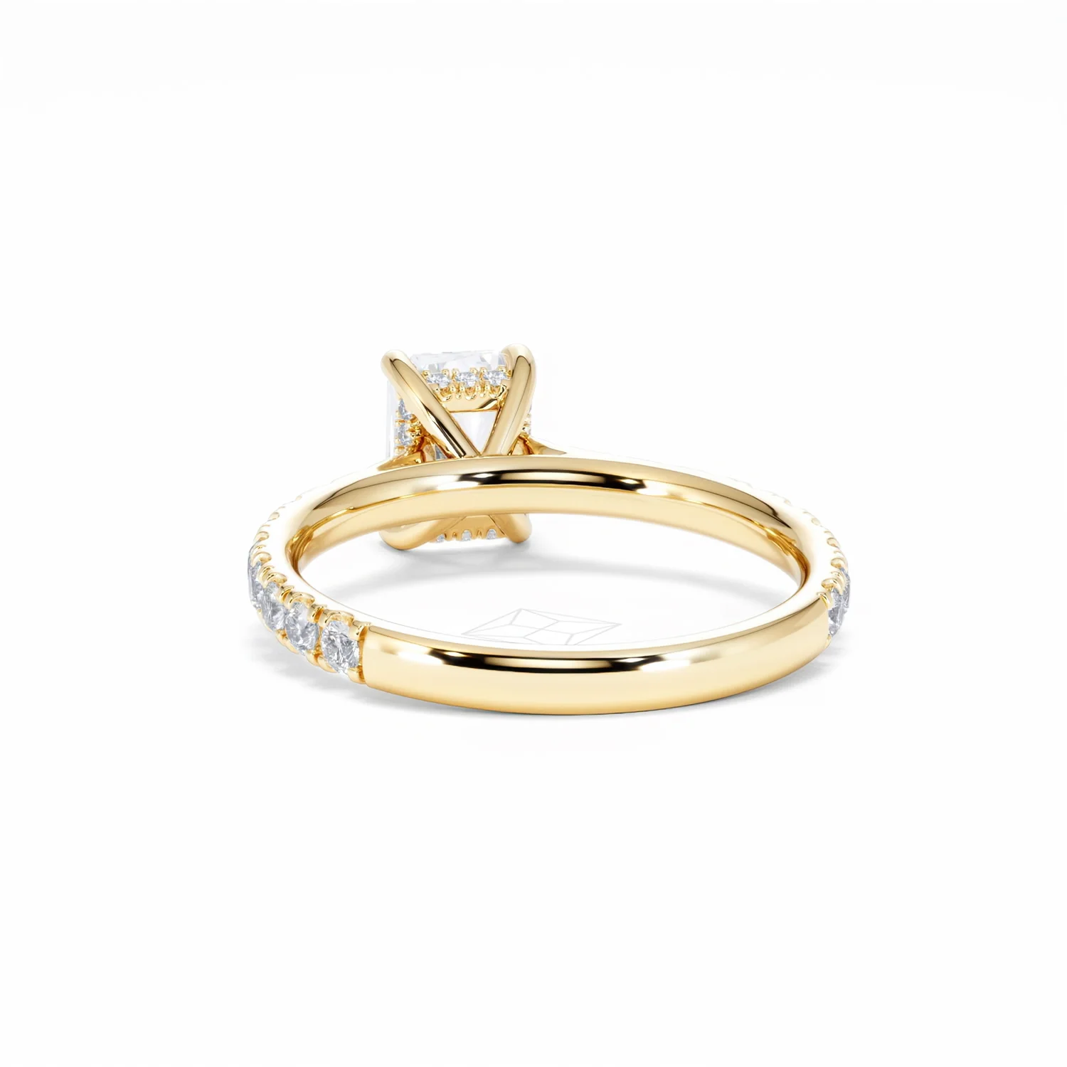 Amora Radiant 1.00ct Hidden Halo Lab Diamond Engagement Ring With Side Stones Set in 18K Gold - Image 53