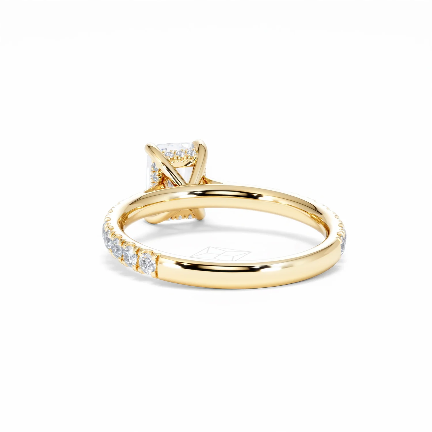 Amora Radiant 1.00ct Hidden Halo Lab Diamond Engagement Ring With Side Stones Set in 18K Gold - Image 54