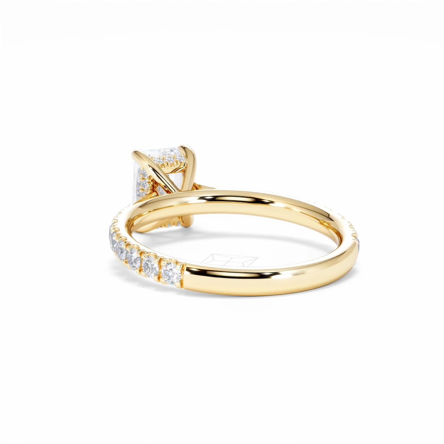 Amora Radiant 1.00ct Hidden Halo Lab Diamond Engagement Ring With Side Stones Set in 18K Gold - Image 56