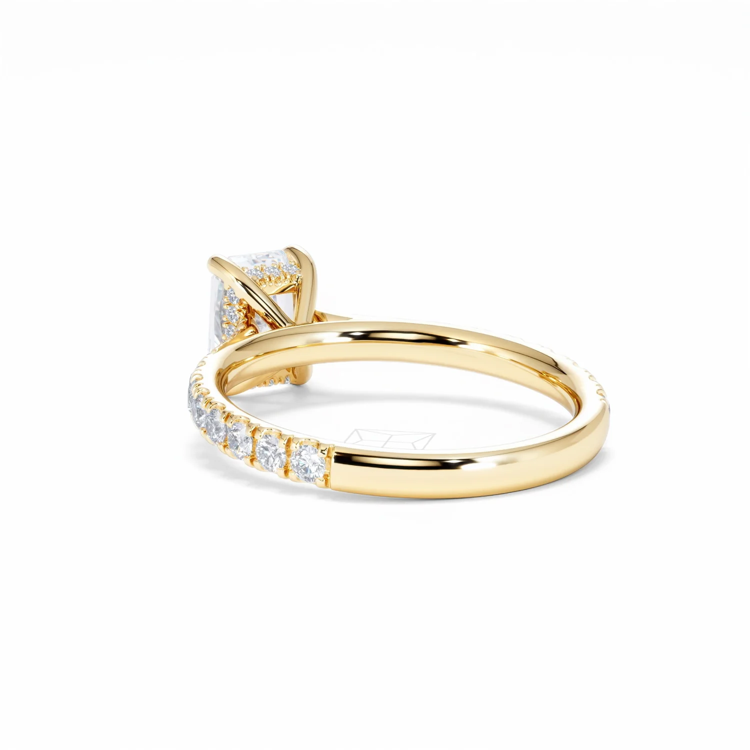 Amora Radiant 1.00ct Hidden Halo Lab Diamond Engagement Ring With Side Stones Set in 18K Gold - Image 57