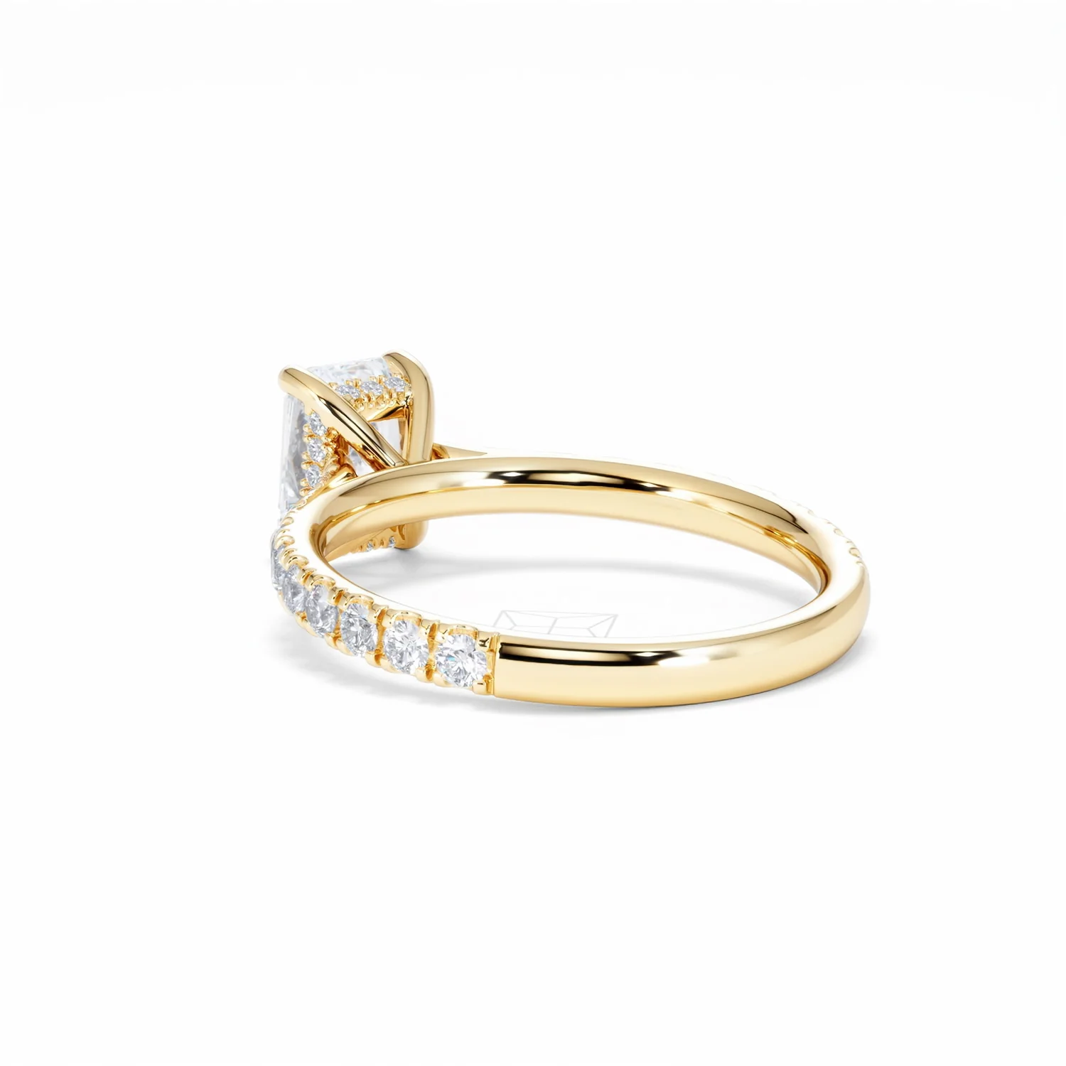 Amora Radiant 1.00ct Hidden Halo Lab Diamond Engagement Ring With Side Stones Set in 18K Gold - Image 58