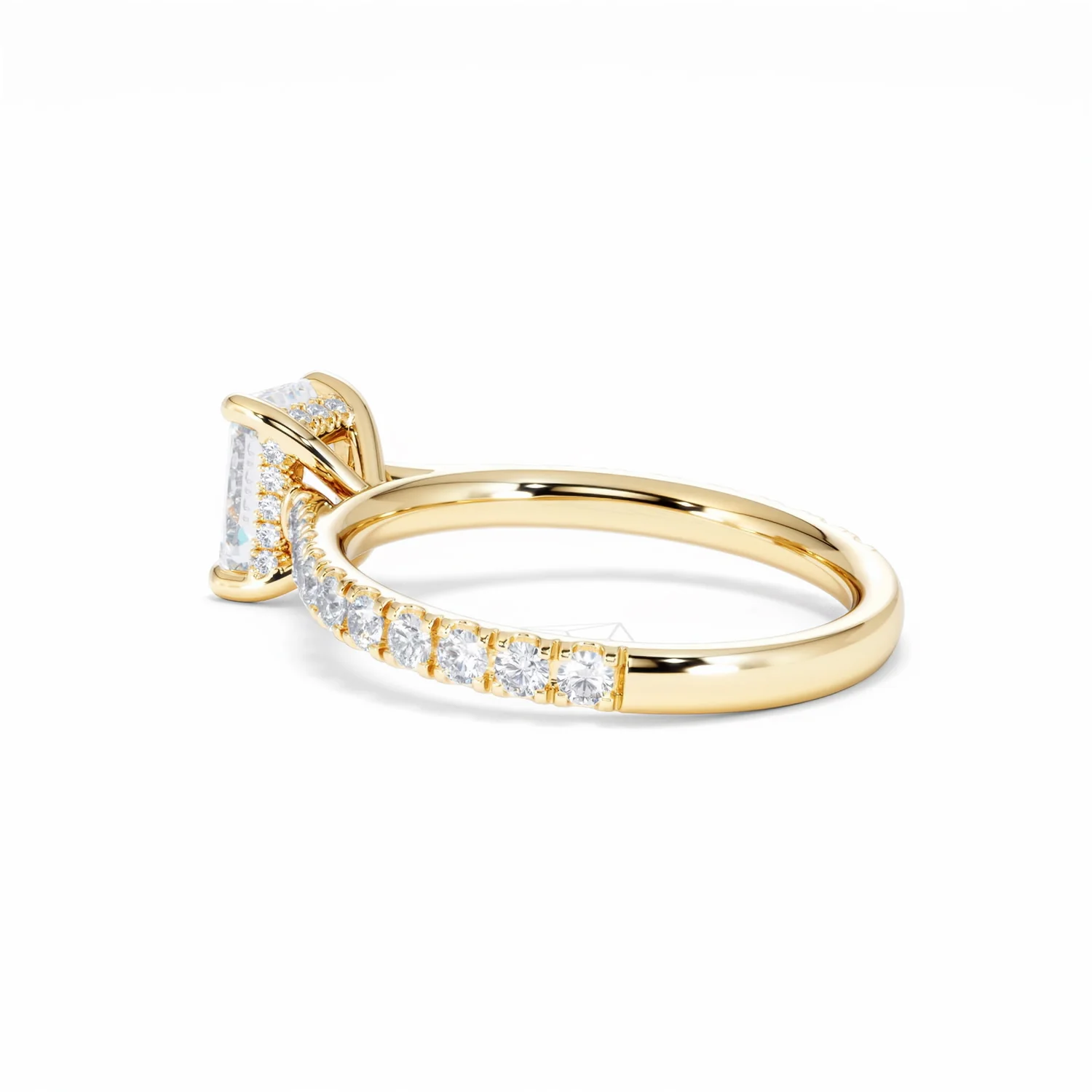 Amora Radiant 1.00ct Hidden Halo Lab Diamond Engagement Ring With Side Stones Set in 18K Gold - Image 62
