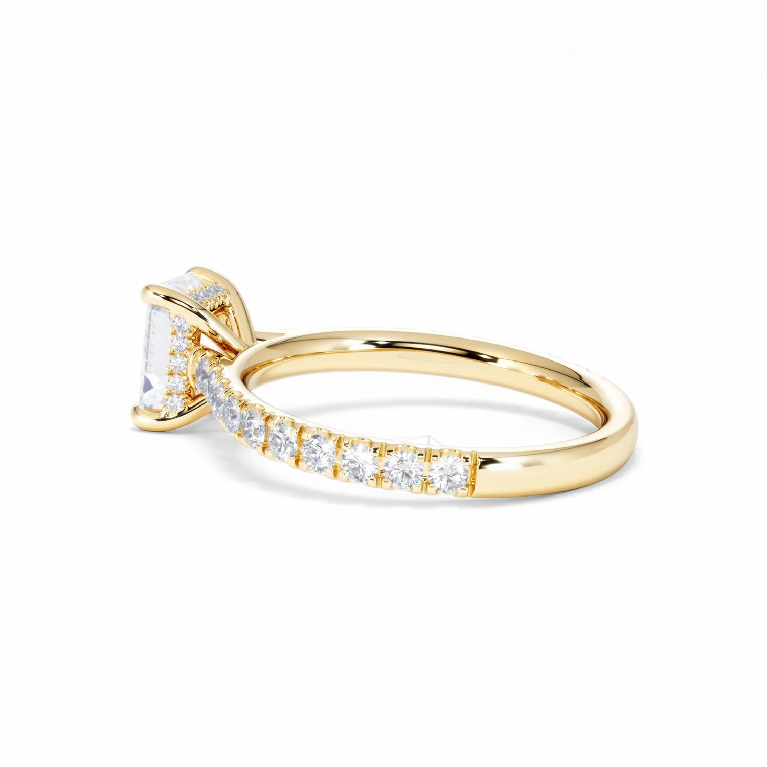 Amora Radiant 1.00ct Hidden Halo Lab Diamond Engagement Ring With Side Stones Set in 18K Gold - Image 64