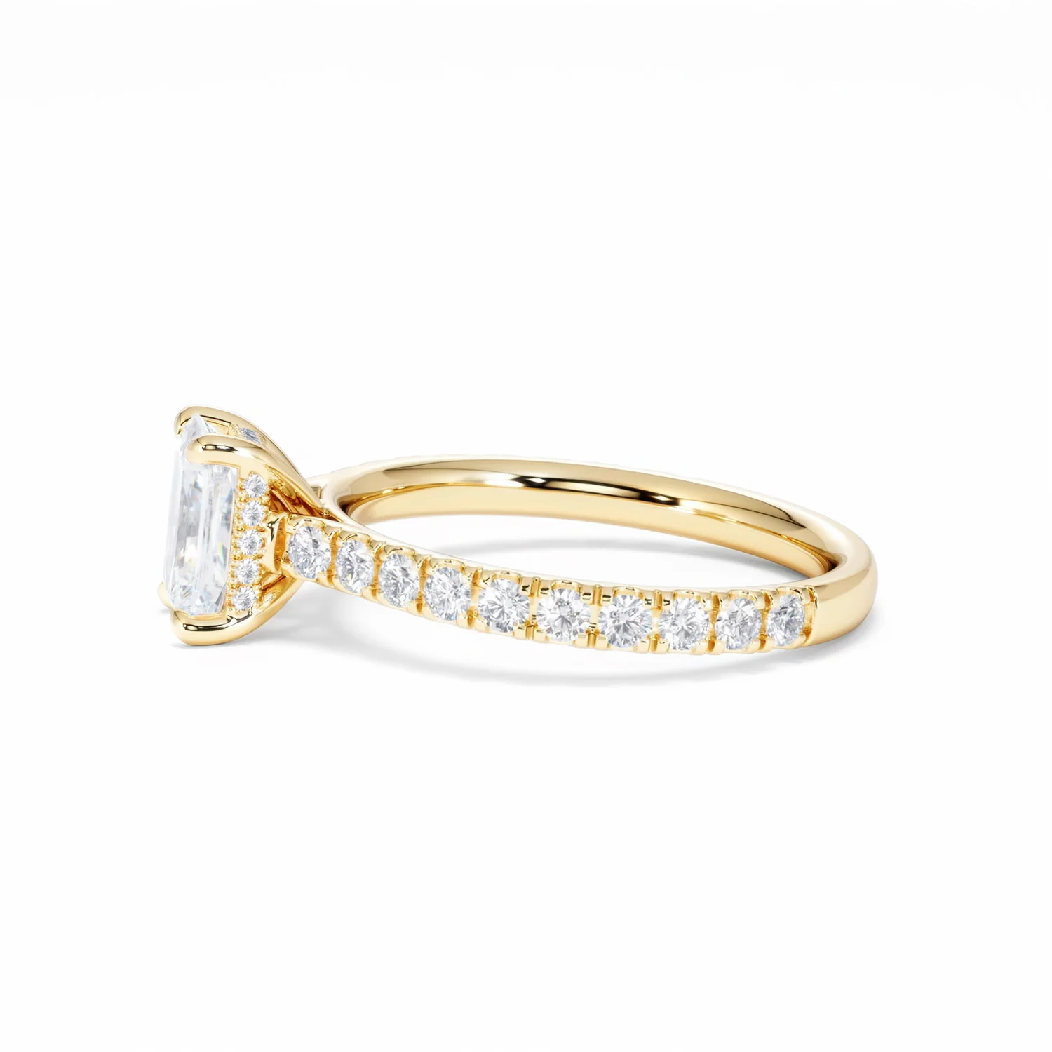 Amora Radiant 1.00ct Hidden Halo Lab Diamond Engagement Ring With Side Stones Set in 18K Gold - Image 72