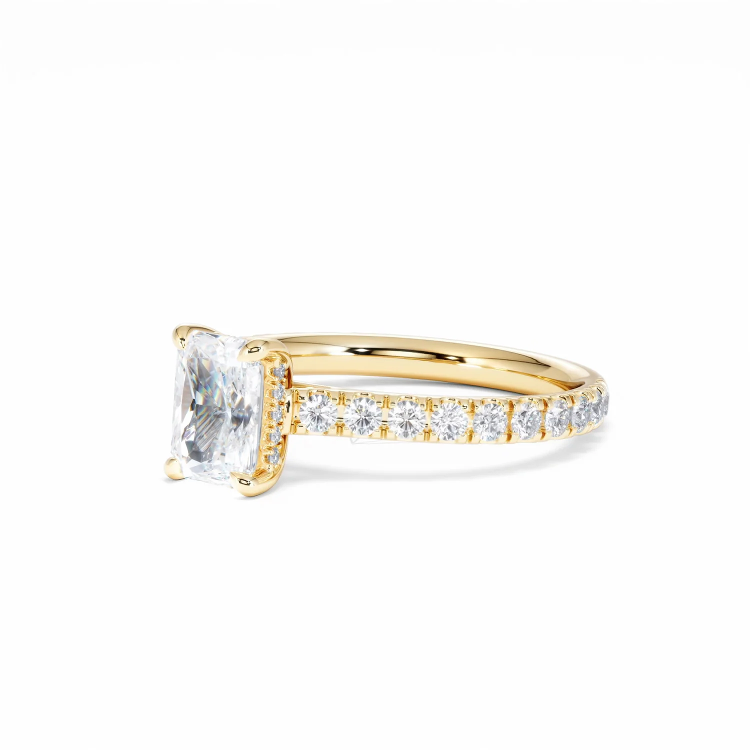 Amora Radiant 1.00ct Hidden Halo Lab Diamond Engagement Ring With Side Stones Set in 18K Gold - Image 81