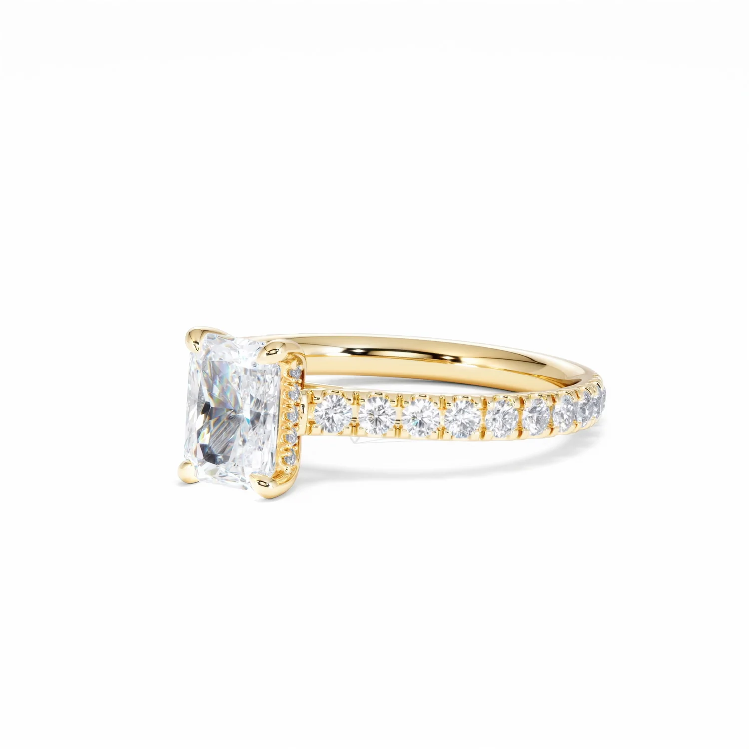 Amora Radiant 1.00ct Hidden Halo Lab Diamond Engagement Ring With Side Stones Set in 18K Gold - Image 82
