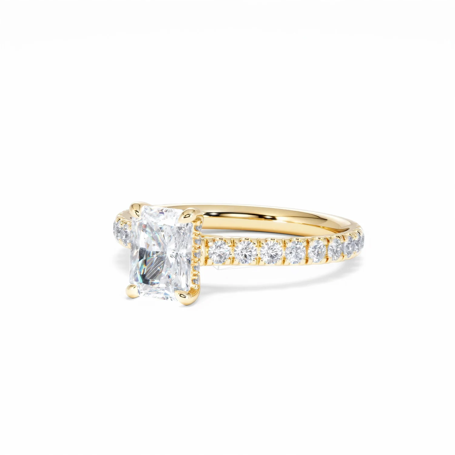 Amora Radiant 1.00ct Hidden Halo Lab Diamond Engagement Ring With Side Stones Set in 18K Gold - Image 84