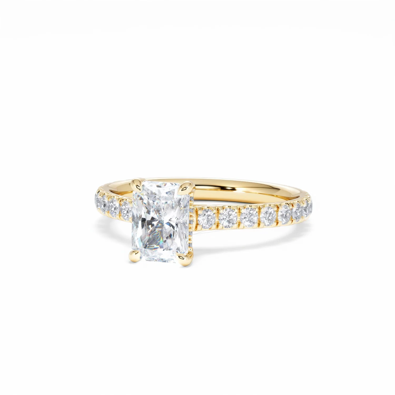 Amora Radiant 1.00ct Hidden Halo Lab Diamond Engagement Ring With Side Stones Set in 18K Gold - Image 86