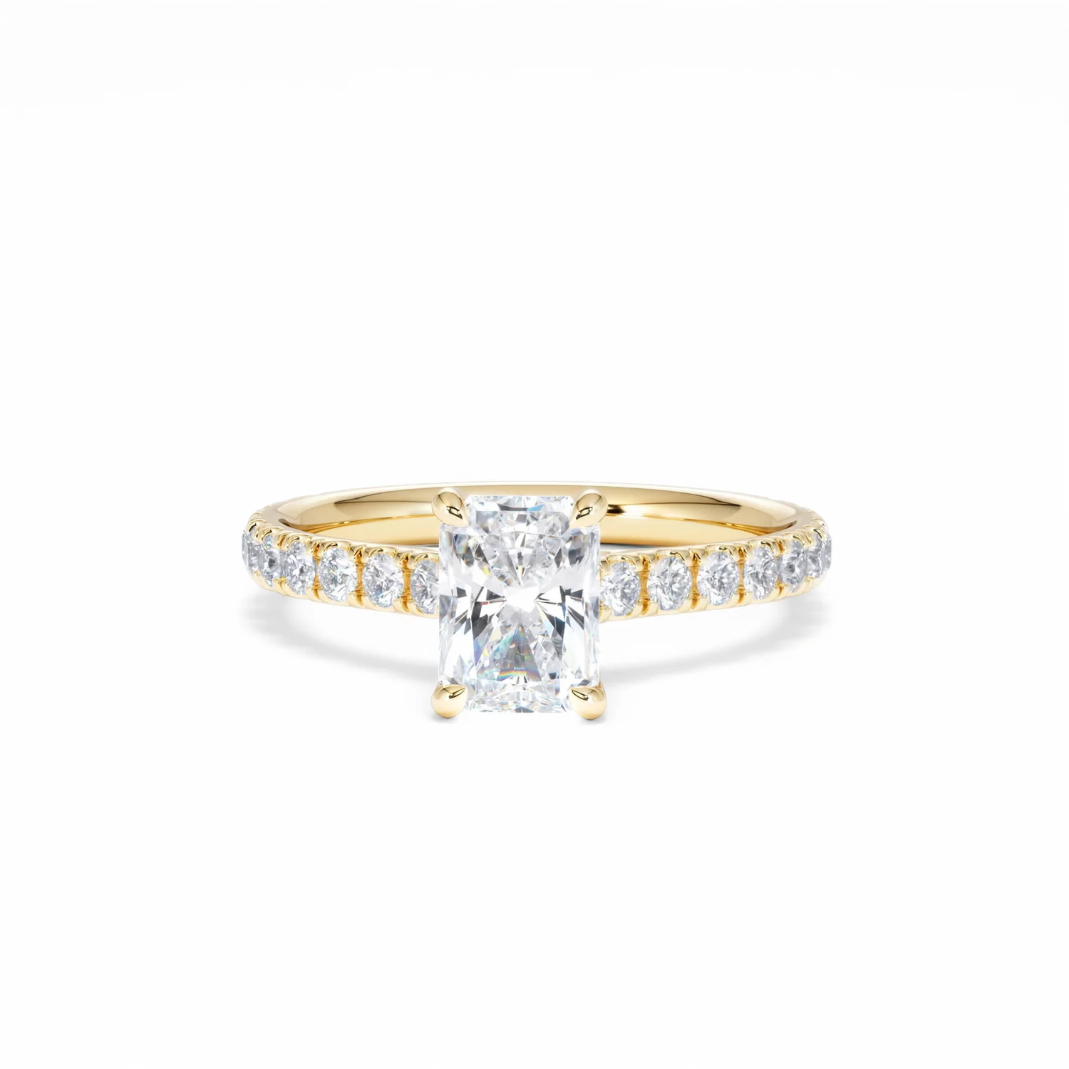 Amora Radiant 1.00ct Hidden Halo Lab Diamond Engagement Ring With Side Stones Set in 18K Gold - Image 89