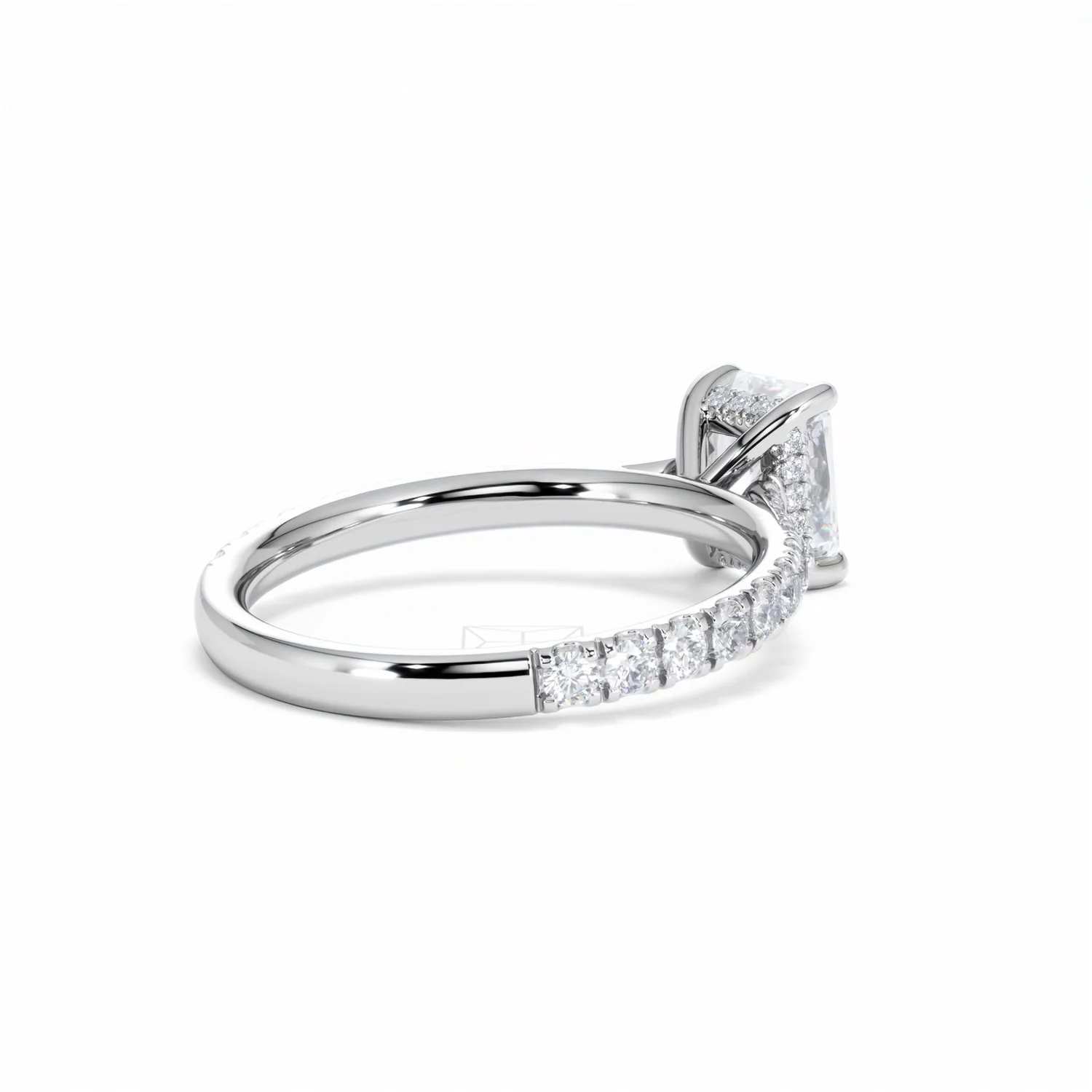 Amora Radiant 1.00ct Hidden Halo Lab Diamond Engagement Ring With Side Stones Set in 18K White Gold - Image 40