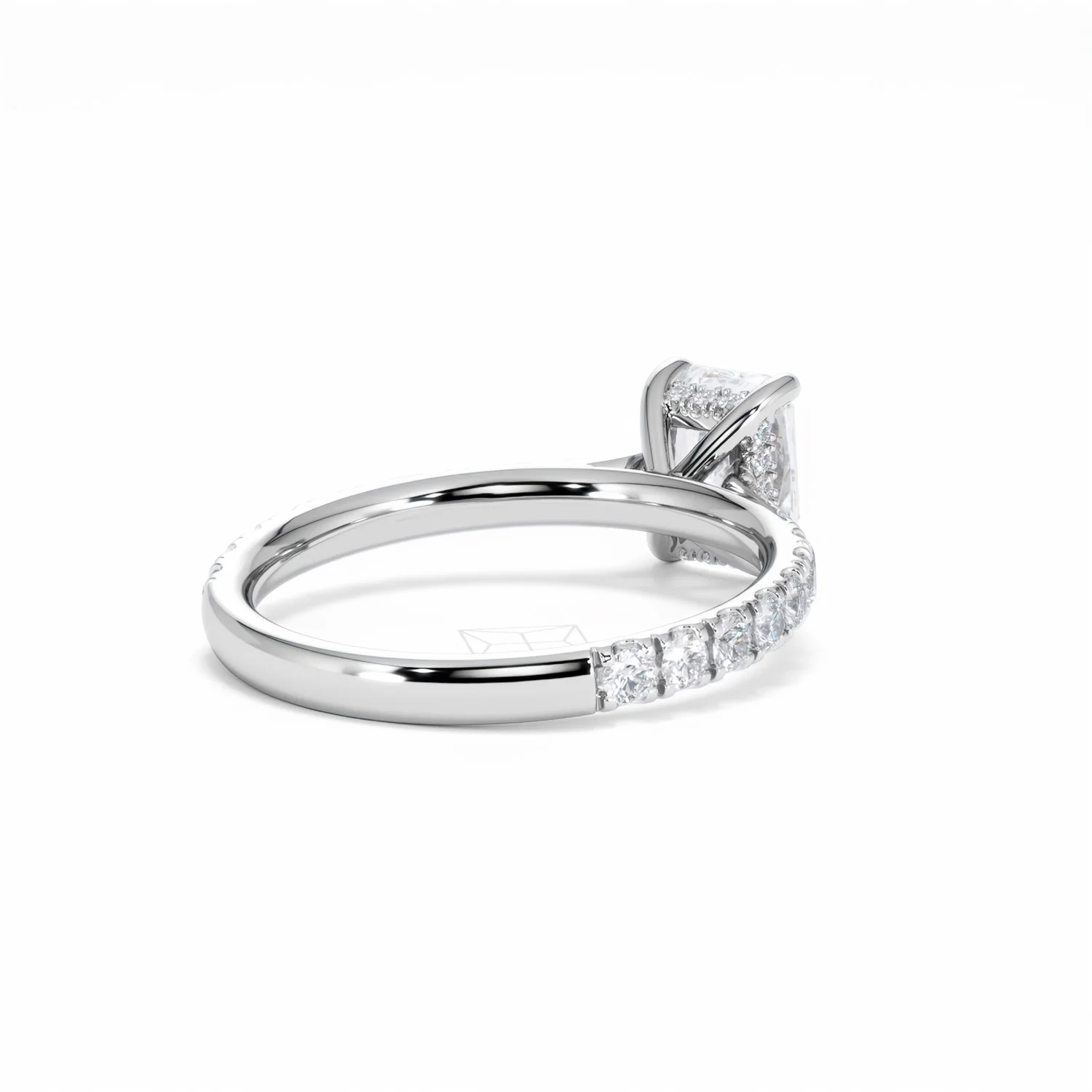 Amora Radiant 1.00ct Hidden Halo Lab Diamond Engagement Ring With Side Stones Set in 18K White Gold - Image 42