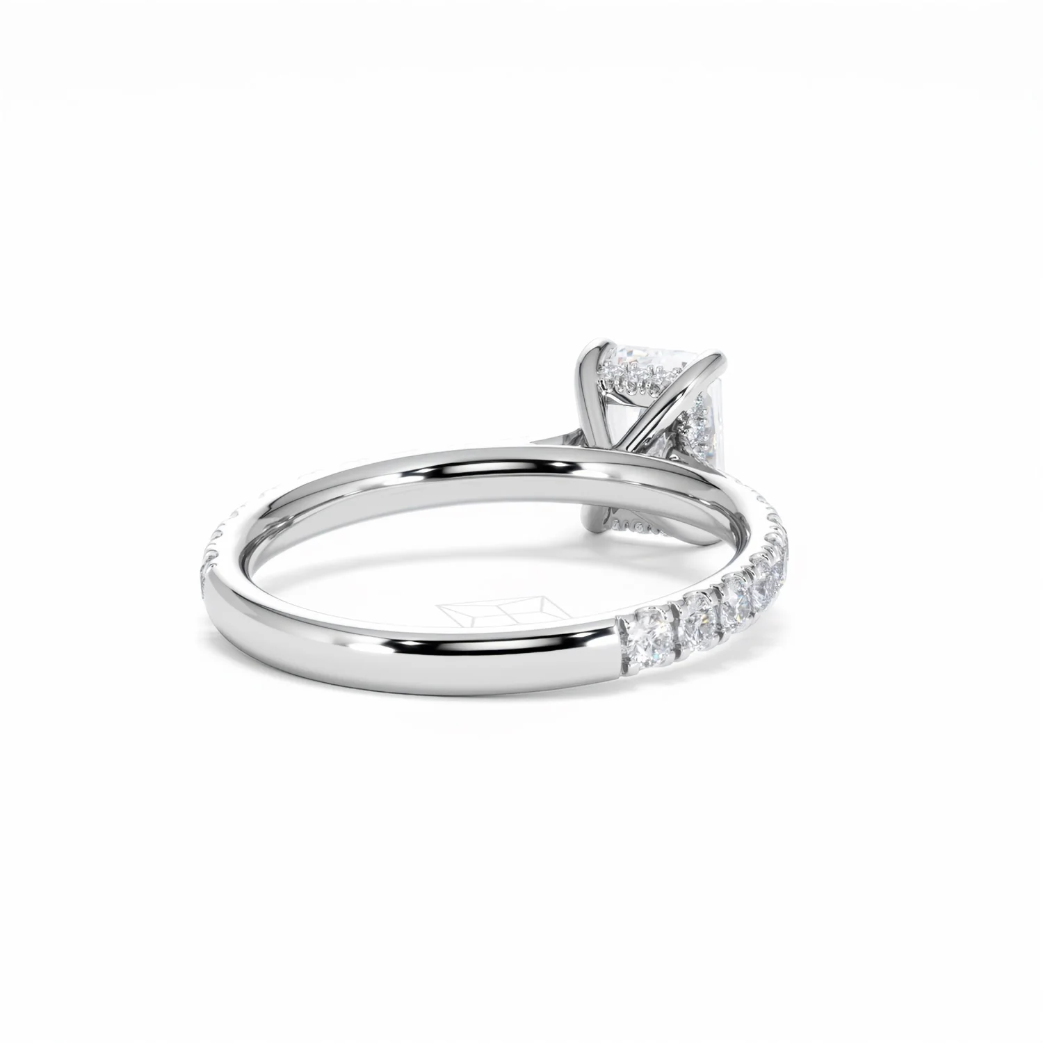 Amora Radiant 1.00ct Hidden Halo Lab Diamond Engagement Ring With Side Stones Set in 18K White Gold - Image 44