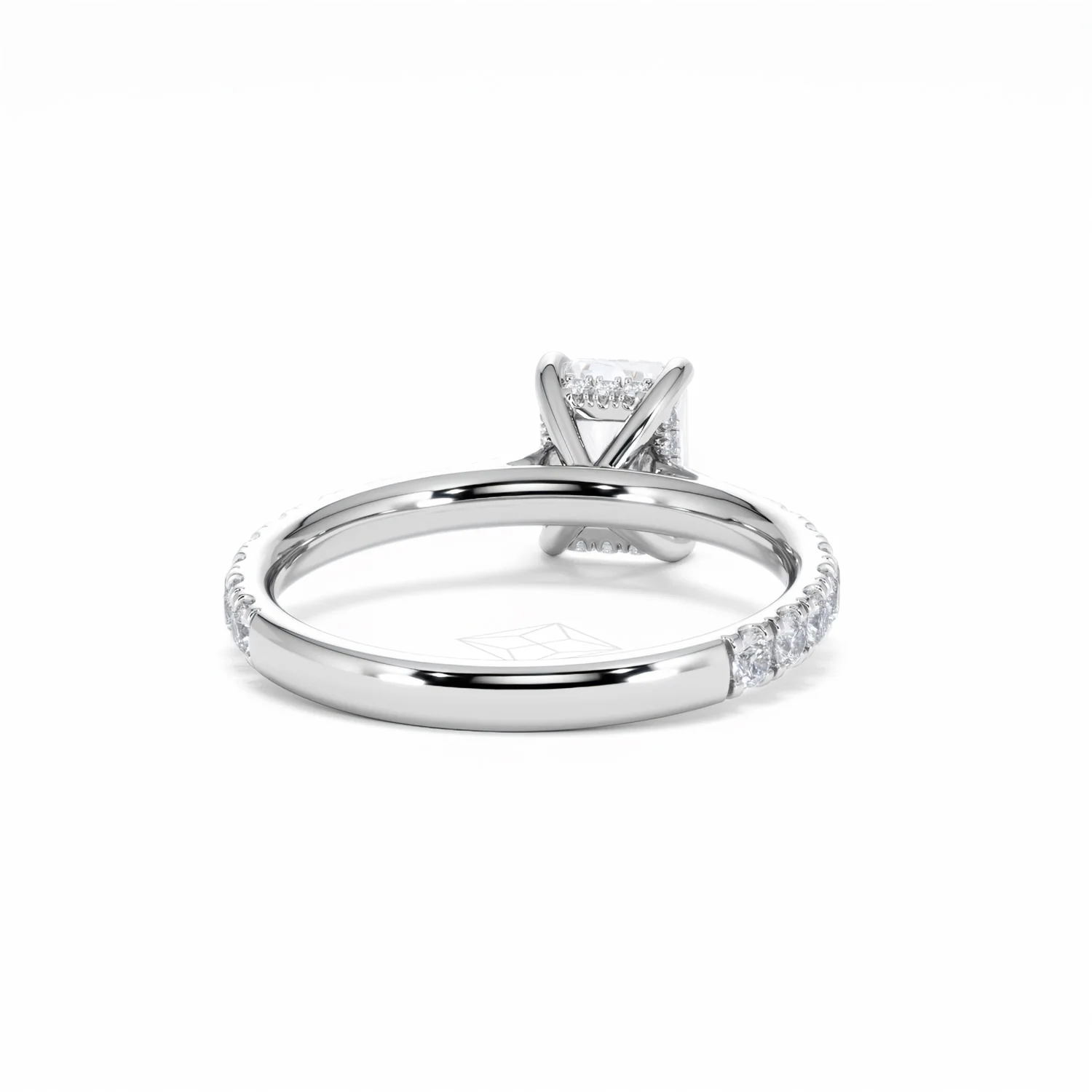 Amora Radiant 1.00ct Hidden Halo Lab Diamond Engagement Ring With Side Stones Set in 18K White Gold - Image 47