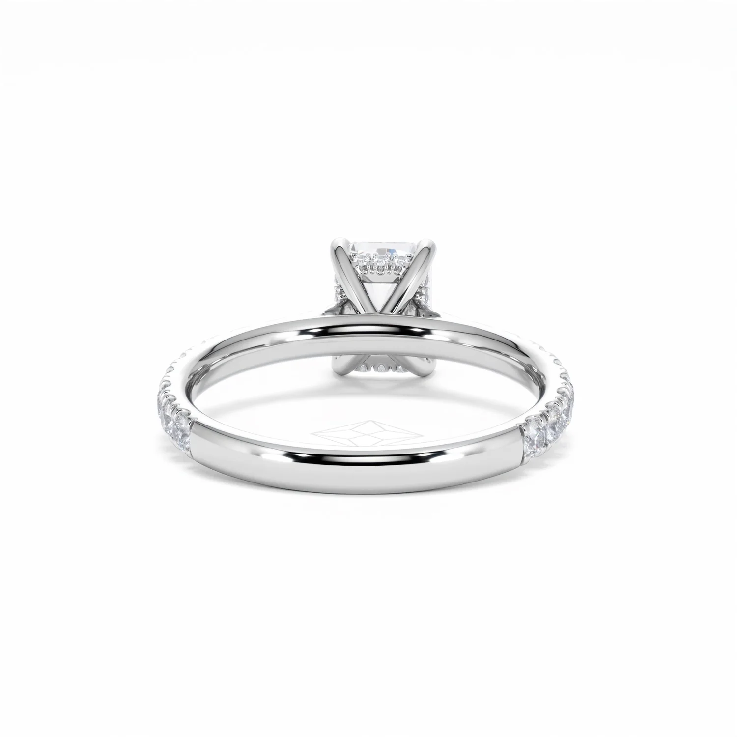 Amora Radiant 1.00ct Hidden Halo Lab Diamond Engagement Ring With Side Stones Set in 18K White Gold - Image 49