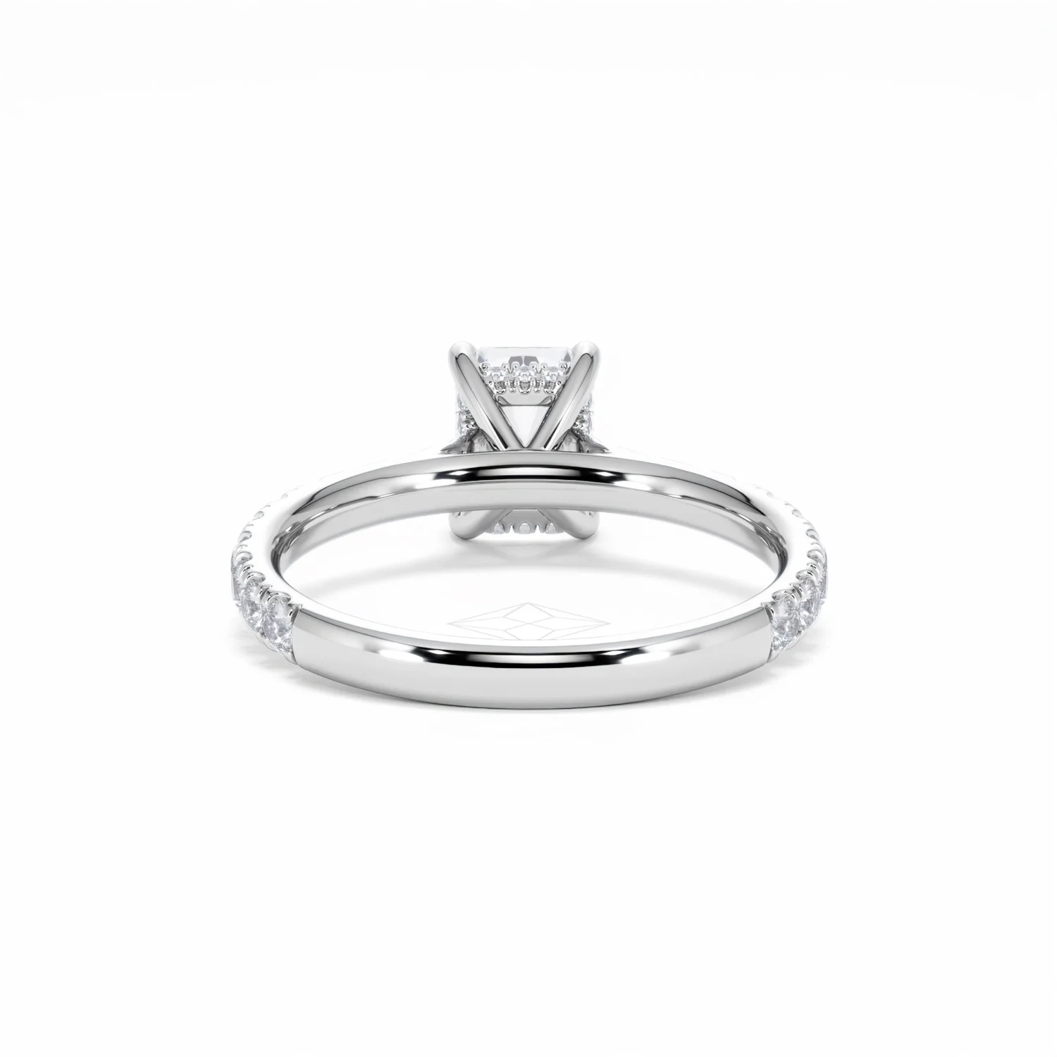 Amora Radiant 1.00ct Hidden Halo Lab Diamond Engagement Ring With Side Stones Set in 18K White Gold - Image 50