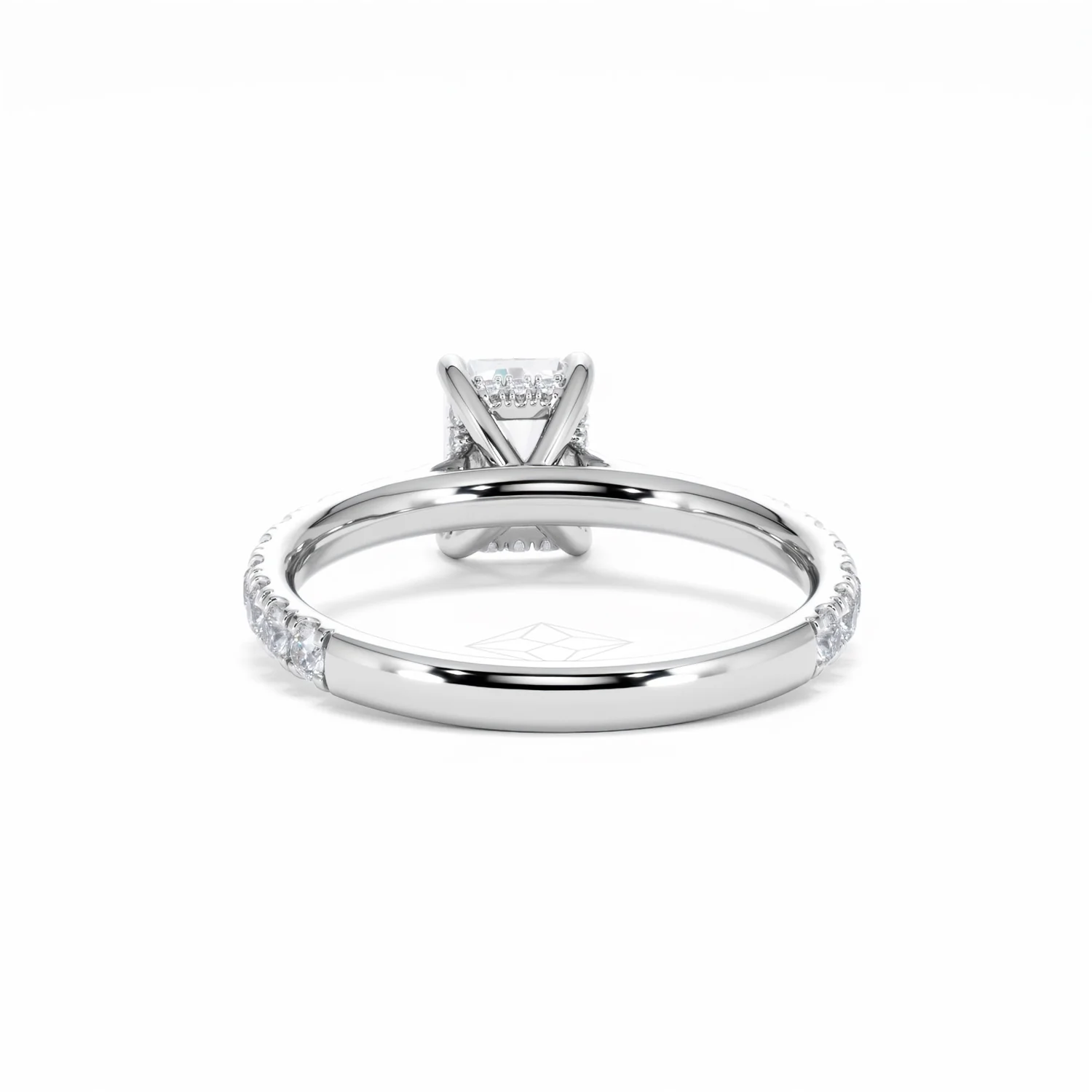 Amora Radiant 1.00ct Hidden Halo Lab Diamond Engagement Ring With Side Stones Set in 18K White Gold - Image 51