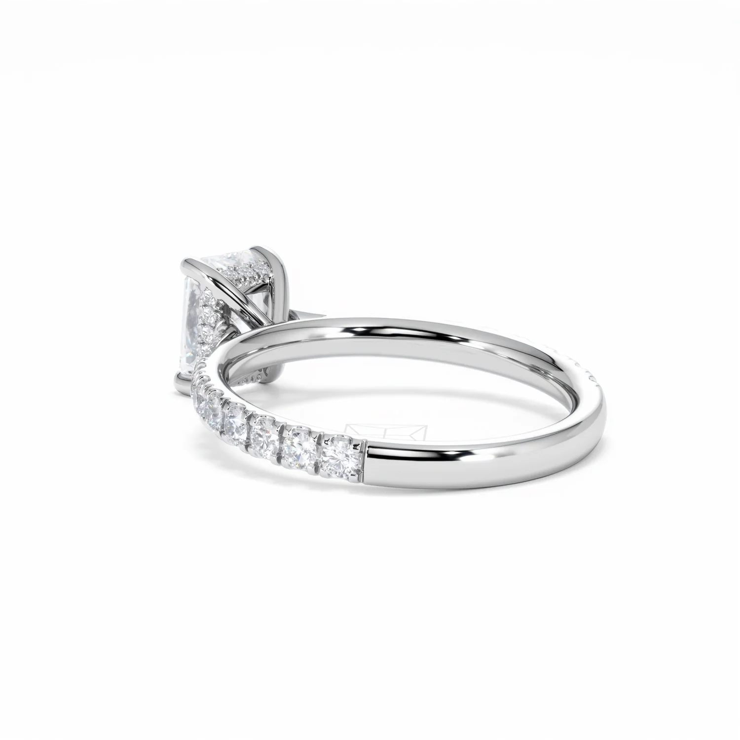Amora Radiant 1.00ct Hidden Halo Lab Diamond Engagement Ring With Side Stones Set in 18K White Gold - Image 59