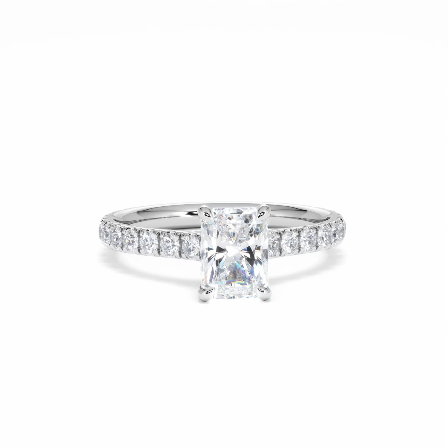 Amora Radiant 1.00ct Hidden Halo Lab Diamond Engagement Ring With Side Stones Set in Platinum - Image 11