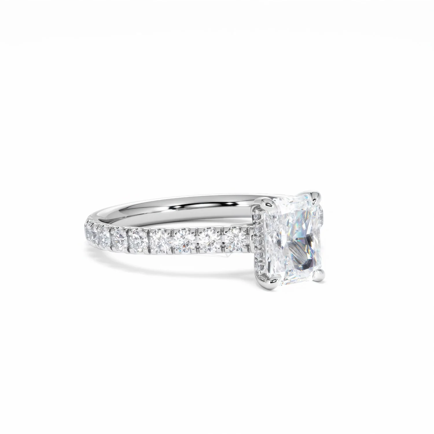 Amora Radiant 1.00ct Hidden Halo Lab Diamond Engagement Ring With Side Stones Set in Platinum - Image 17