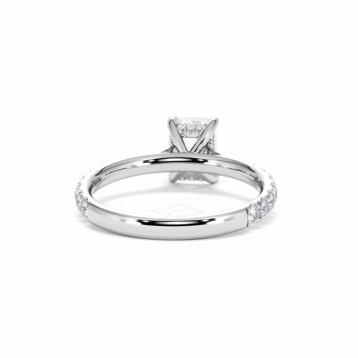 Amora Radiant 1.00ct Hidden Halo Lab Diamond Engagement Ring With Side Stones Set in Platinum - Image 48